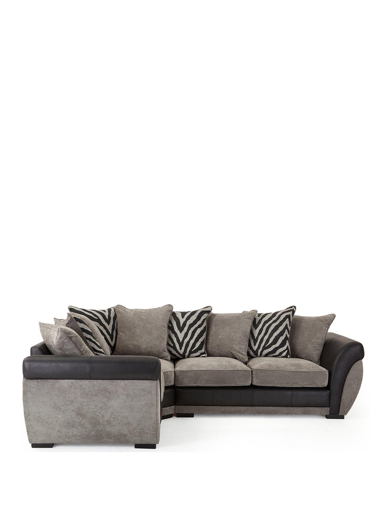 Image 3 of 7 of Very Home Nova Fabric/Faux Leather Left Hand Double Arm&nbsp;Sofa - Grey/Black