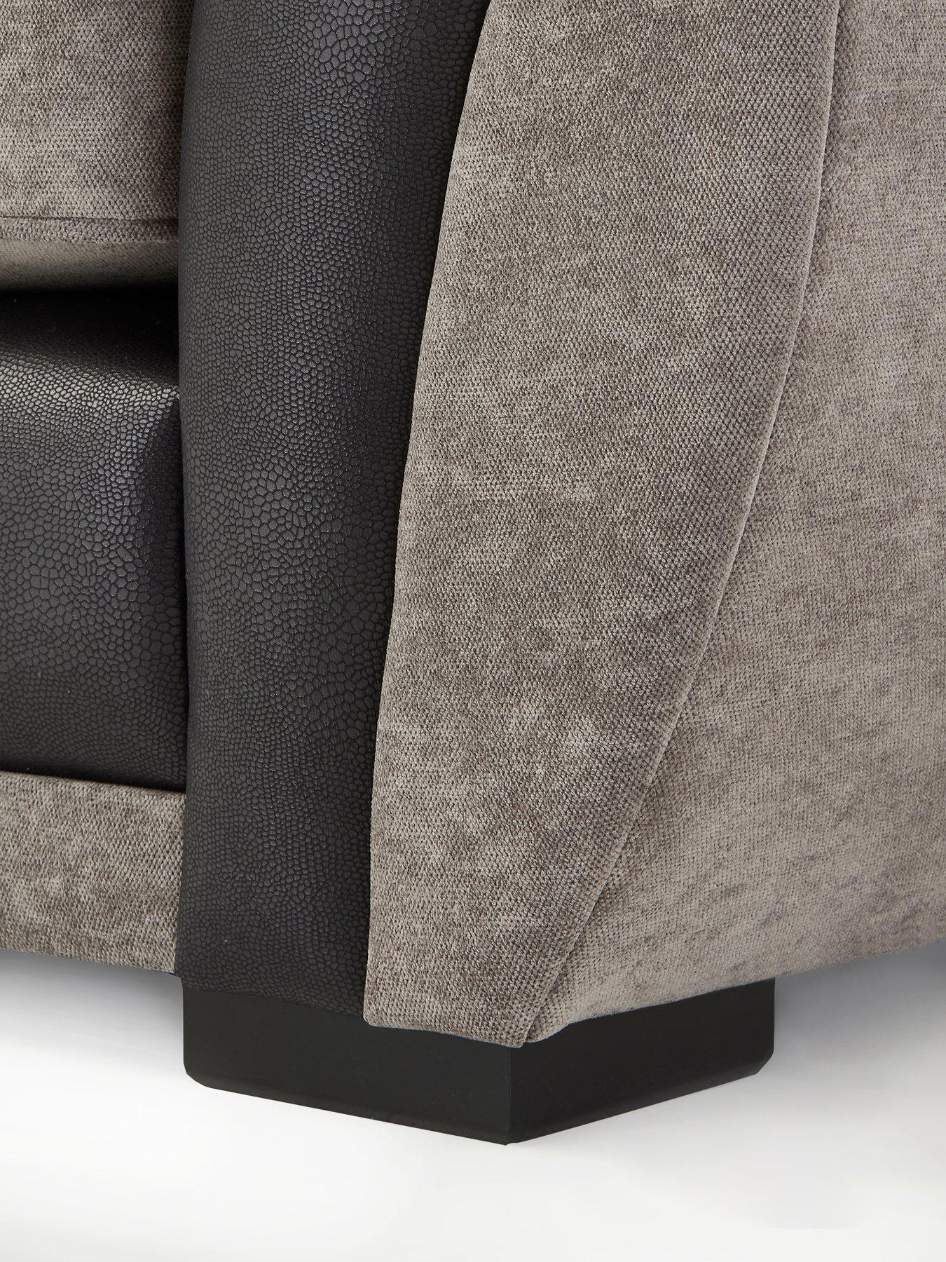 Image 4 of 7 of Very Home Nova Fabric/Faux Leather Left Hand Double Arm&nbsp;Sofa - Grey/Black