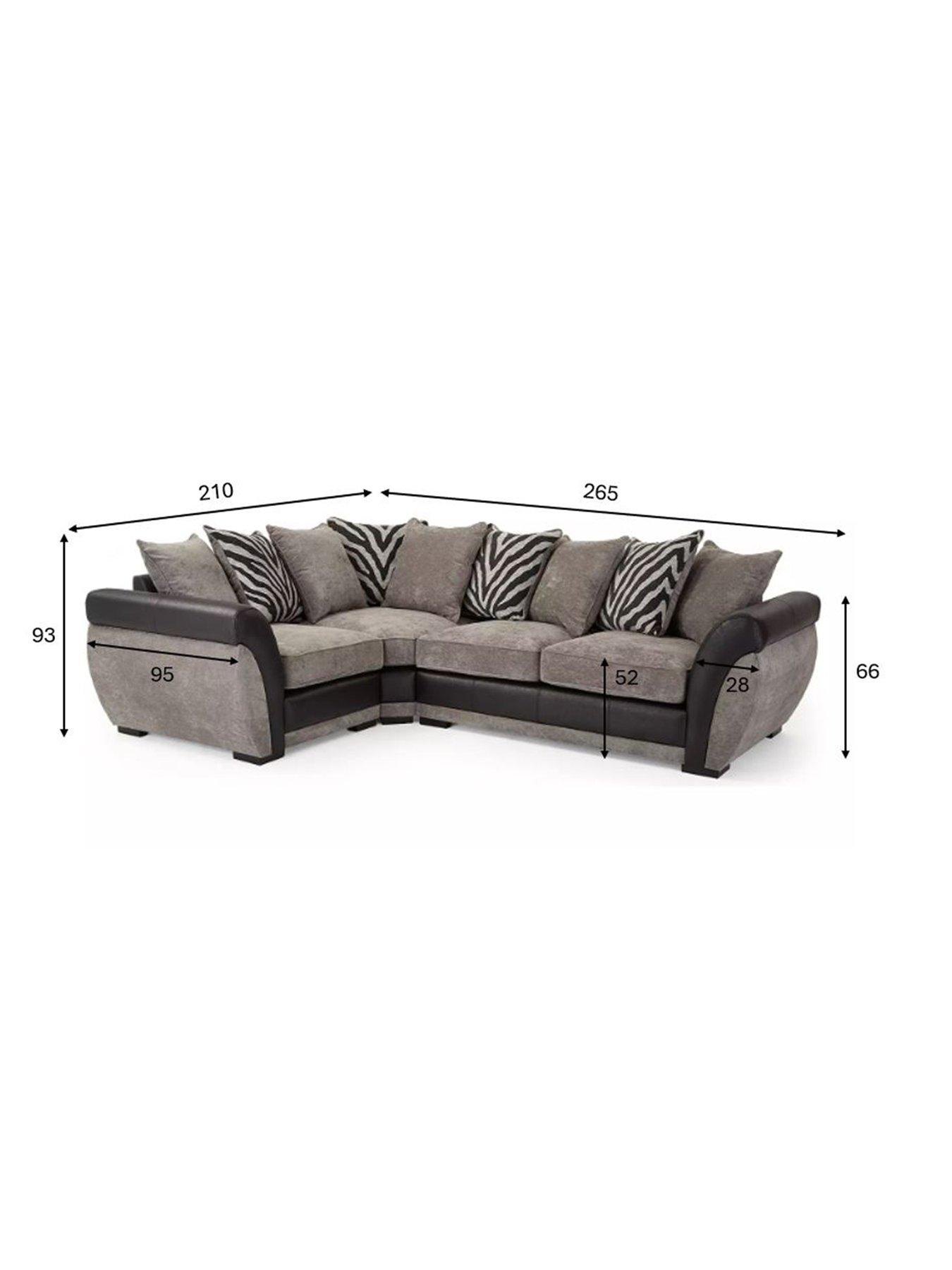 Image 7 of 7 of Very Home Nova Fabric/Faux Leather Left Hand Double Arm&nbsp;Sofa - Grey/Black