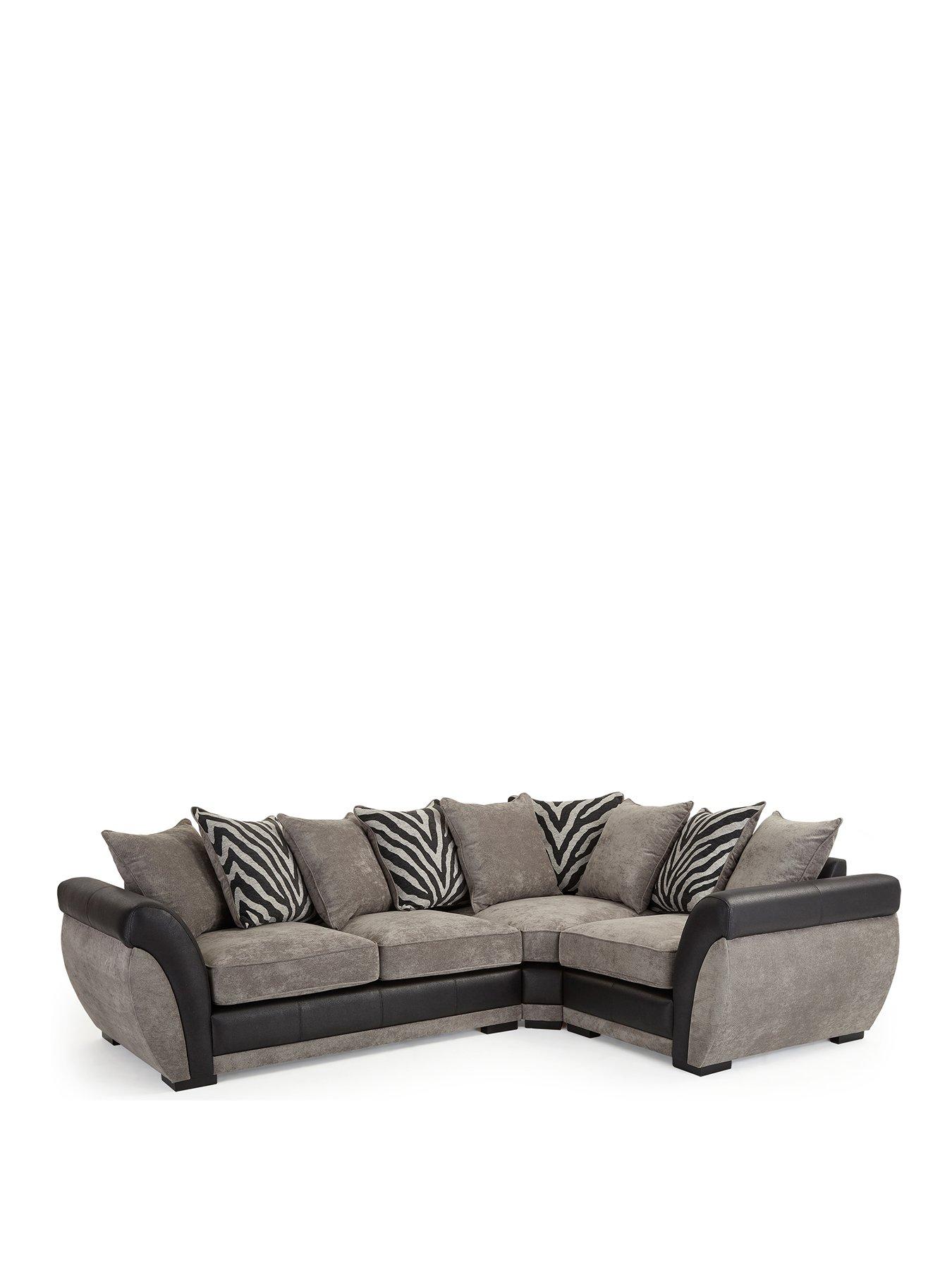 Image 2 of 7 of The Very Collection Nova Fabric/Faux Leather Right Hand Double Arm Corner Group Sofa - Grey/Black - FSC&reg; Certified