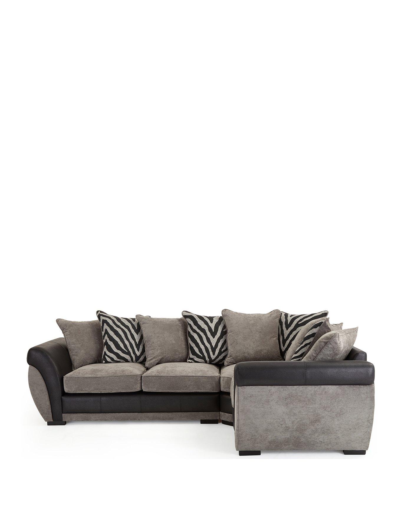 Image 3 of 7 of The Very Collection Nova Fabric/Faux Leather Right Hand Double Arm Corner Group Sofa - Grey/Black - FSC&reg; Certified
