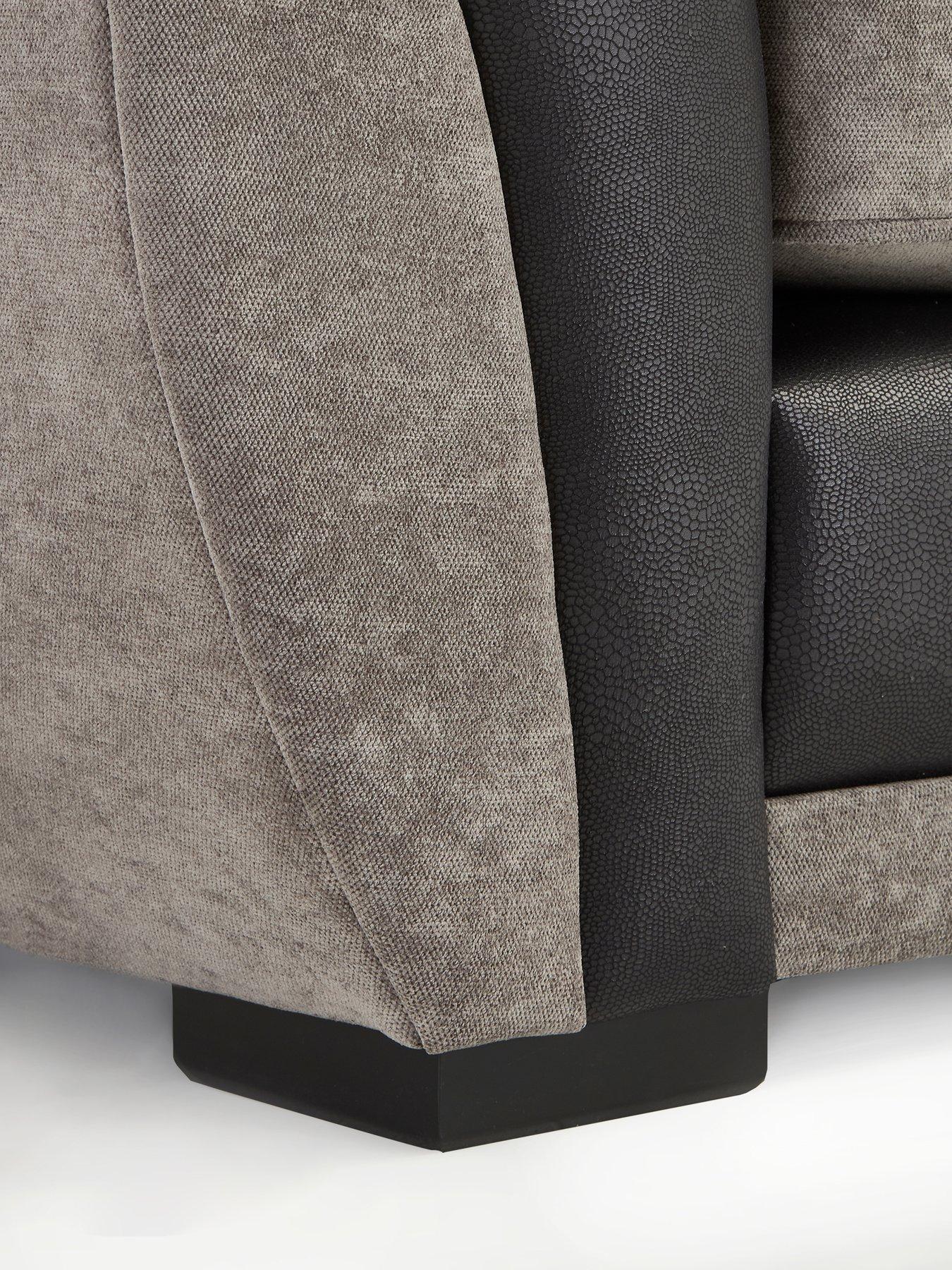 Image 4 of 7 of The Very Collection Nova Fabric/Faux Leather Right Hand Double Arm Corner Group Sofa - Grey/Black - FSC&reg; Certified