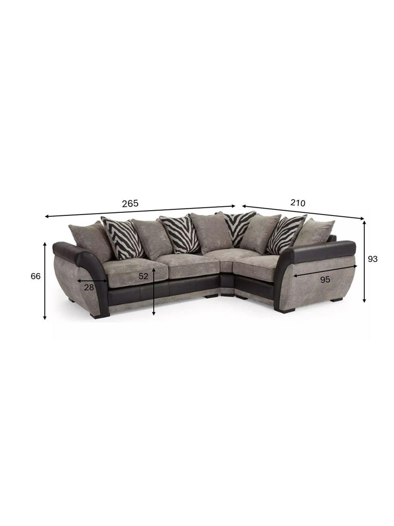 Image 7 of 7 of The Very Collection Nova Fabric/Faux Leather Right Hand Double Arm Corner Group Sofa - Grey/Black - FSC&reg; Certified