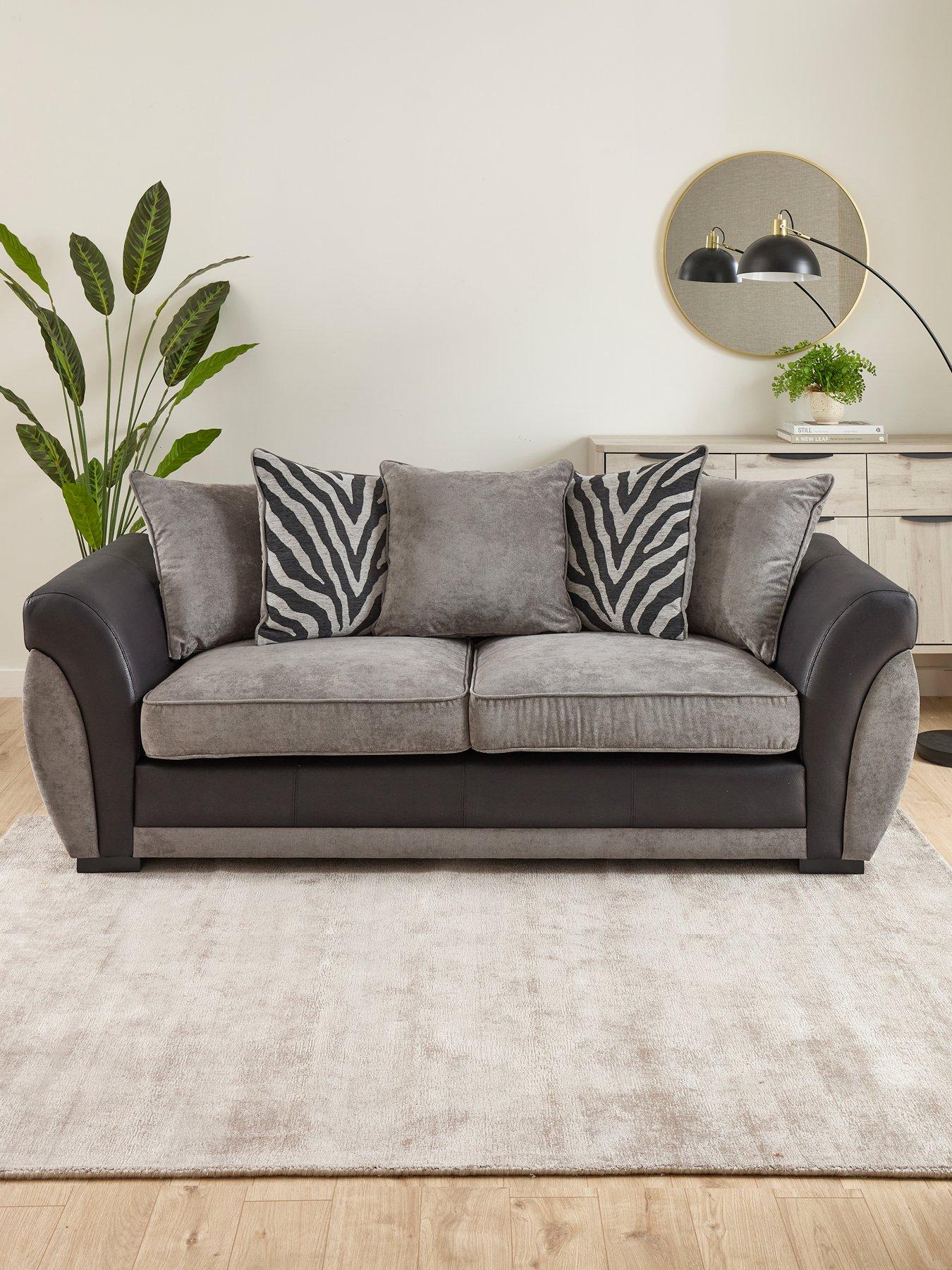 Image 1 of 7 of Very Home Nova Fabric/Faux Leather&nbsp;3 Seater Sofa