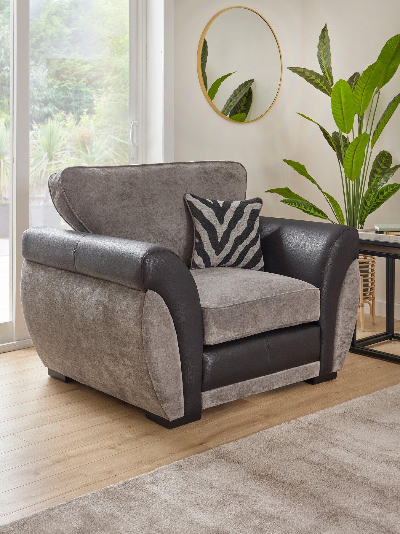 The Very Collection: Nova Fabric/Faux Leather Armchair - Grey/Black - FSC&reg; Certified