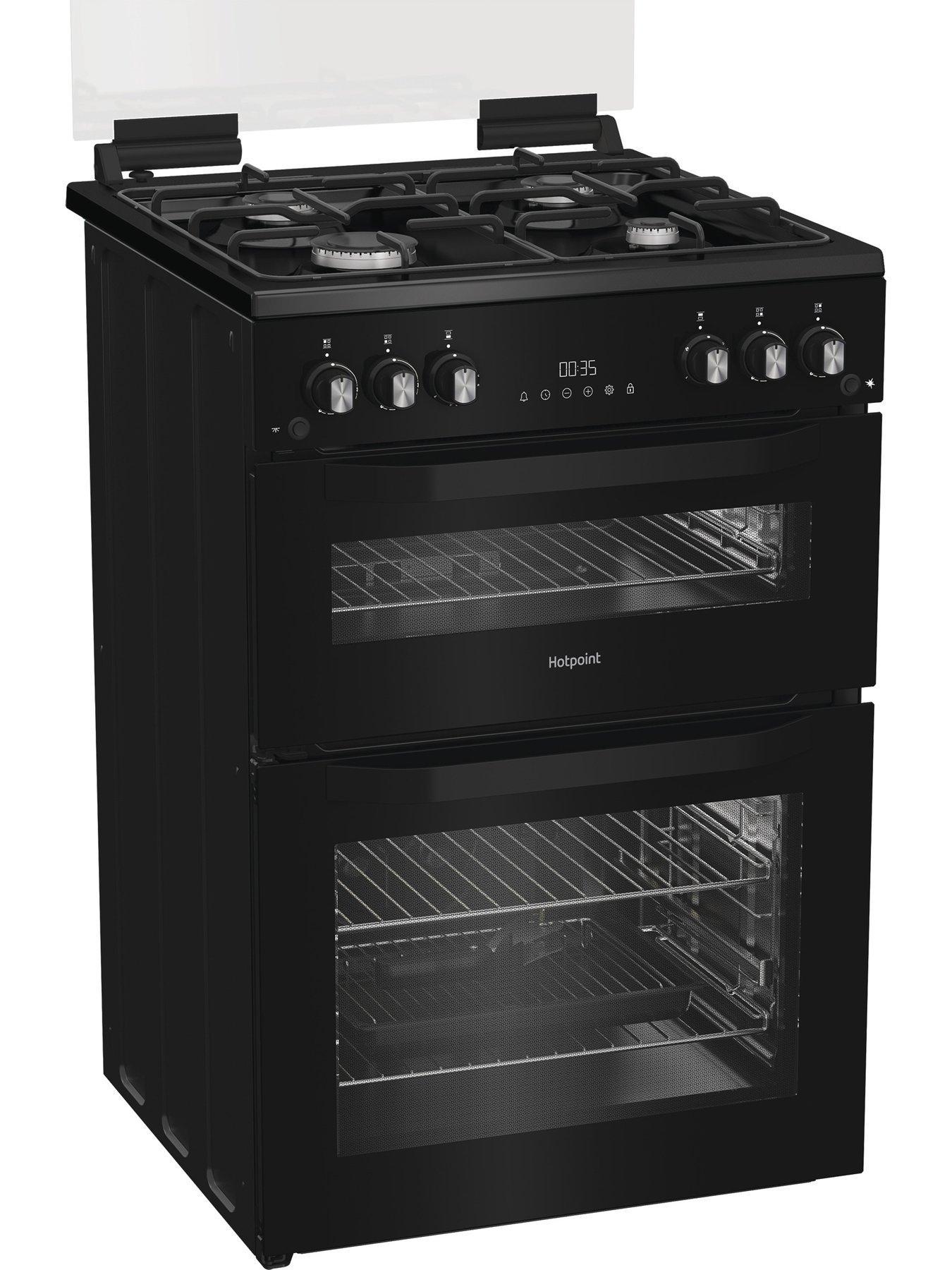 Image 2 of 6 of Hotpoint HDG6GDCB1 60cm Gas Double Cooker with Glass Lid - Black