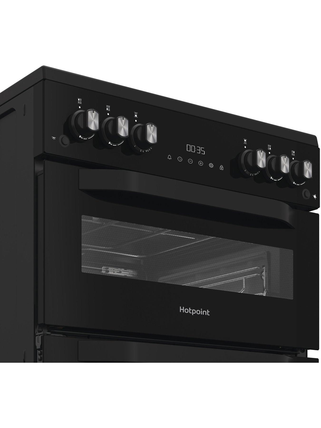 Image 3 of 6 of Hotpoint HDG6GDCB1 60cm Gas Double Cooker with Glass Lid - Black