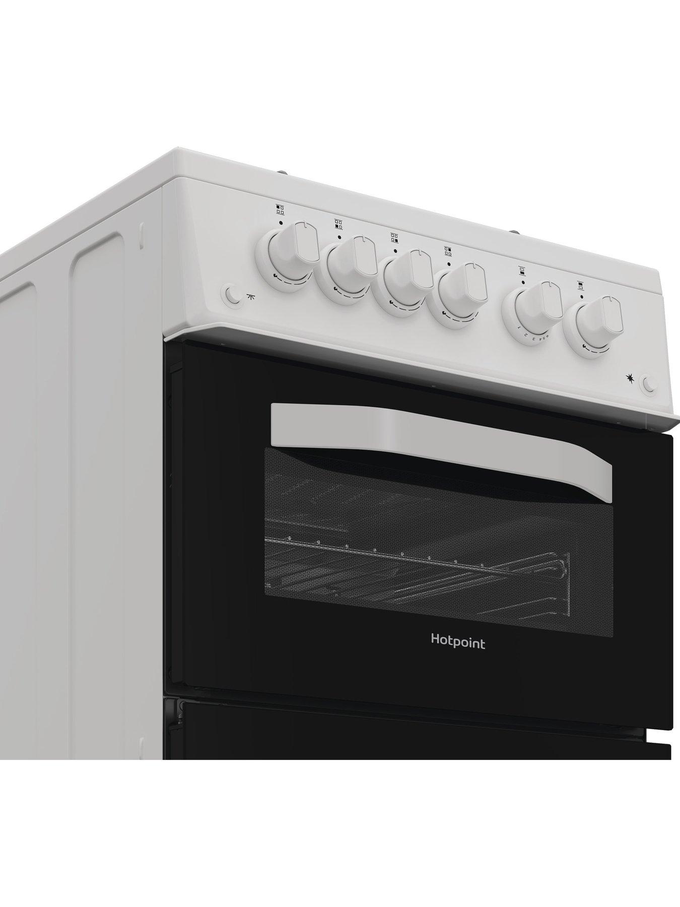 Image 3 of 6 of Hotpoint HTG5GCWL 50cm Gas Twin Cooker with Glass Lid - White