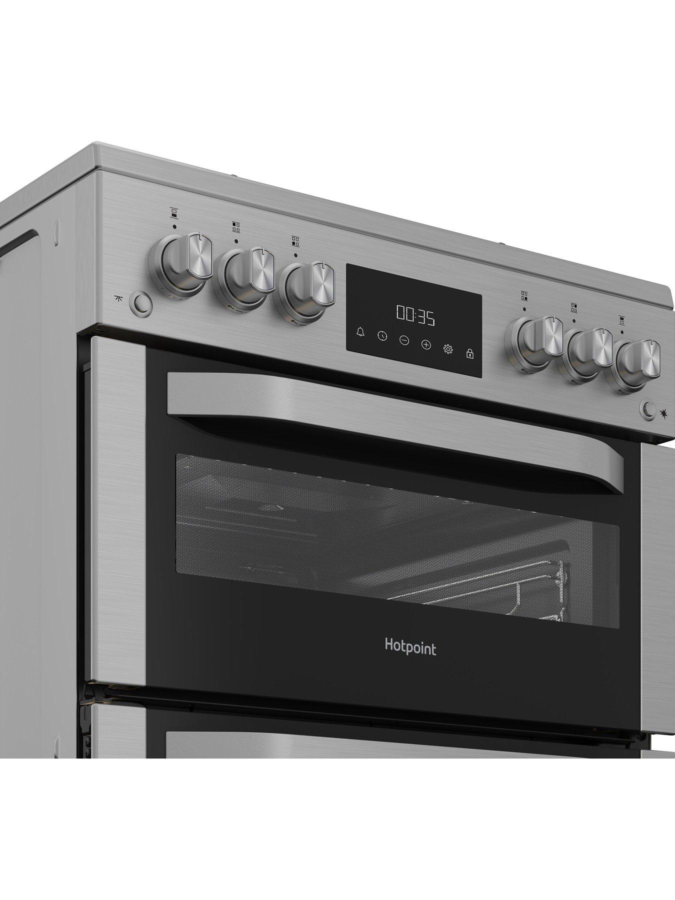 Image 3 of 6 of Hotpoint HDG6GDCWX 60cm Gas Double Cooker with Glass Lid - Stainless Steel
