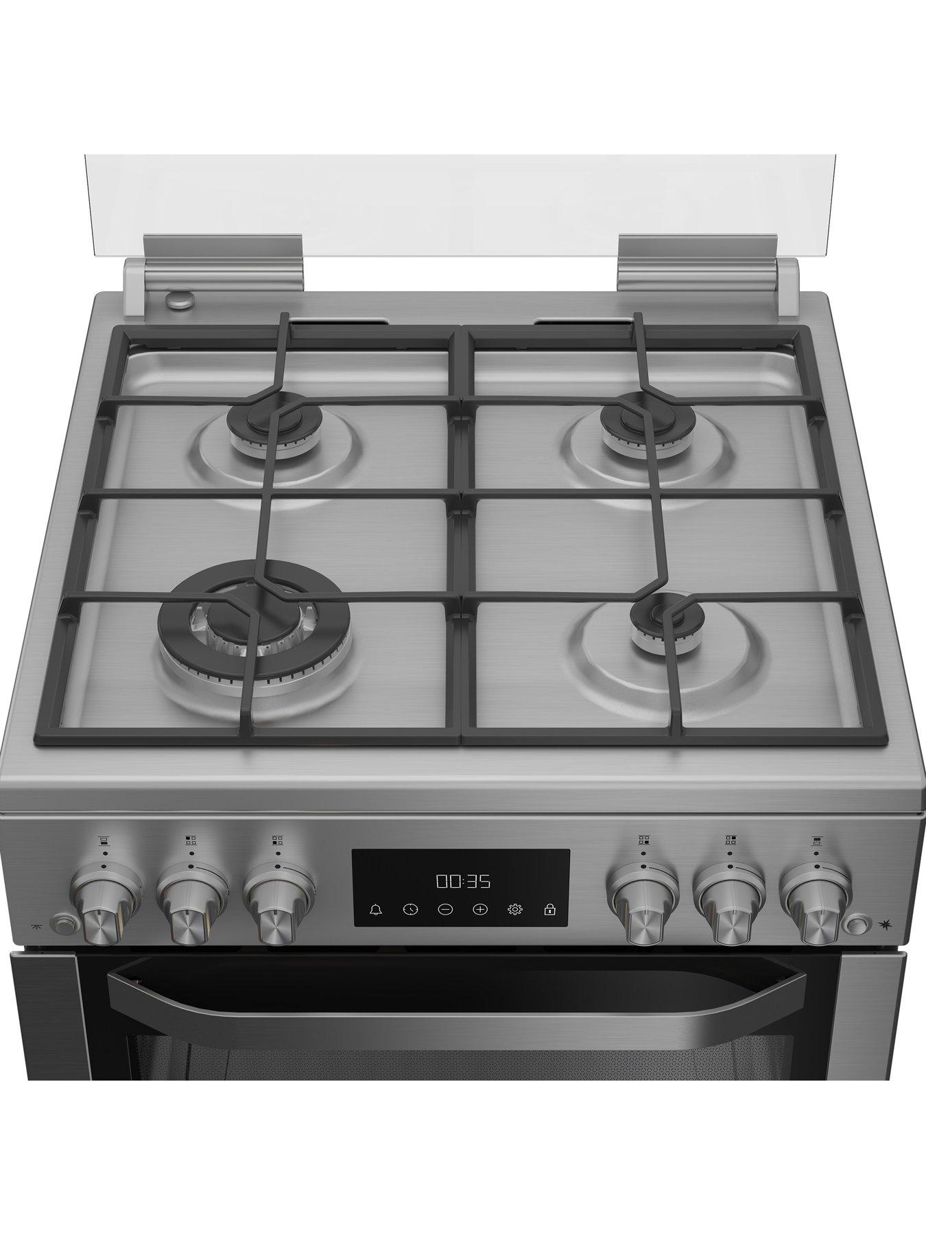 Image 5 of 6 of Hotpoint HDG6GDCWX 60cm Gas Double Cooker with Glass Lid - Stainless Steel