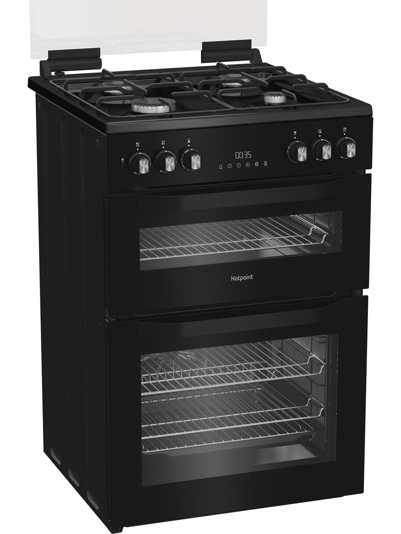 Image 2 of 6 of Hotpoint HDD6GDC2B1 60cm Dual Fuel Double Cooker with Glass Lid - Black