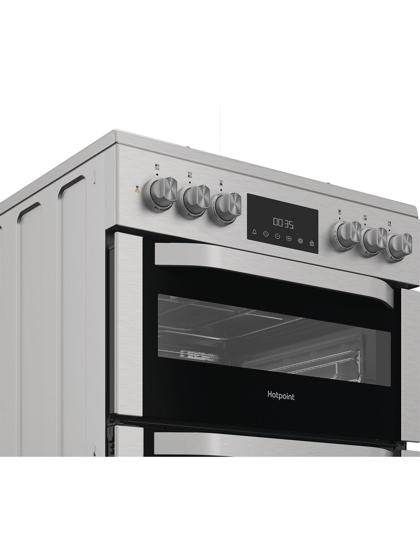 Image 3 of 6 of Hotpoint HDD6GDC2WX 60cm Dual Fuel Double Cooker with Glass Lid - Stainless Steel