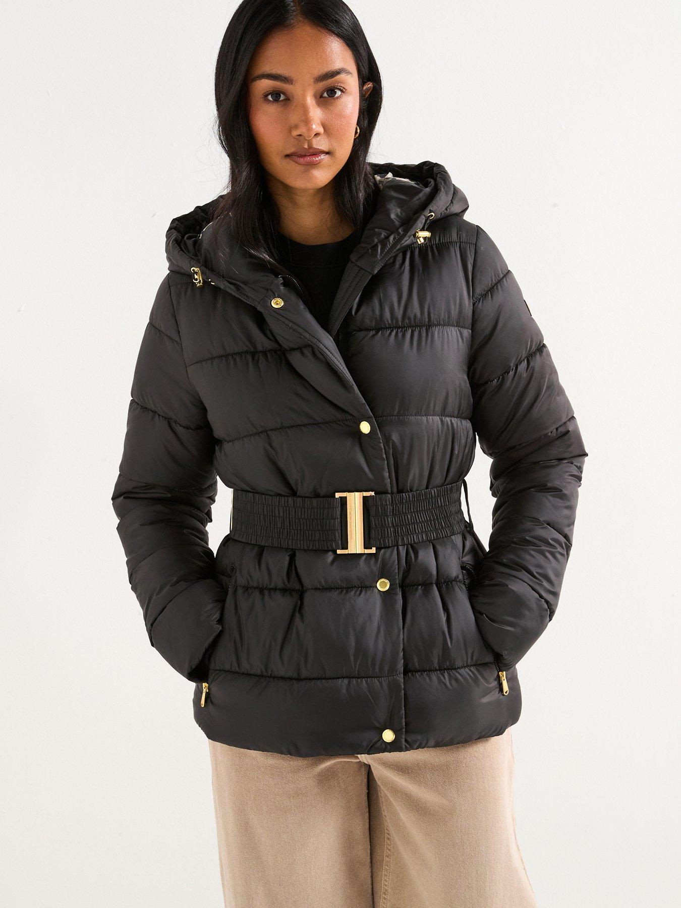 Barbour International: Short Track Line Puffer Jacket - Black