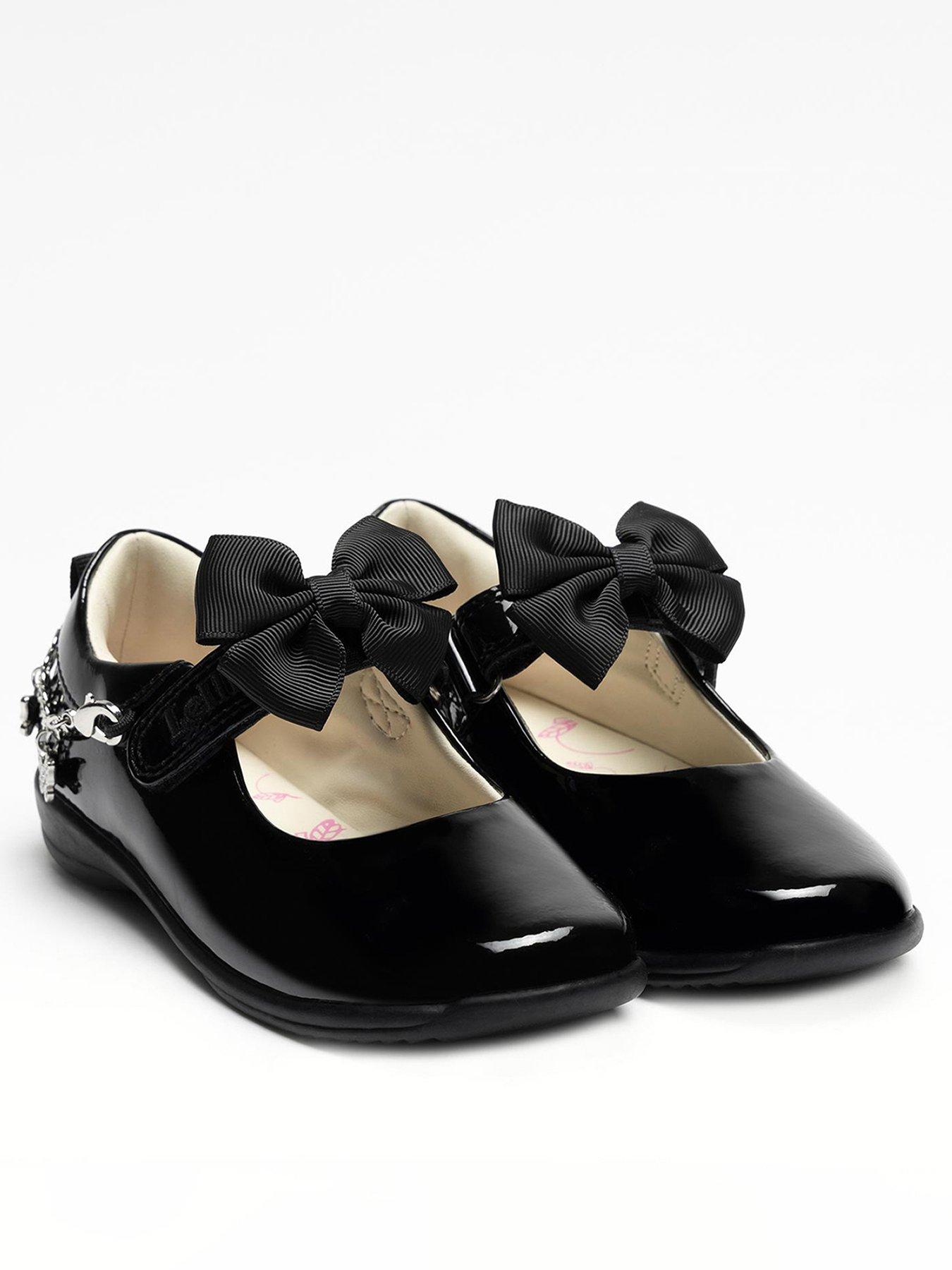 Lelli Kelly Izzy Patent Leather Removeable Bracelet Bow Shoe, Black, Size 11.5 Younger
