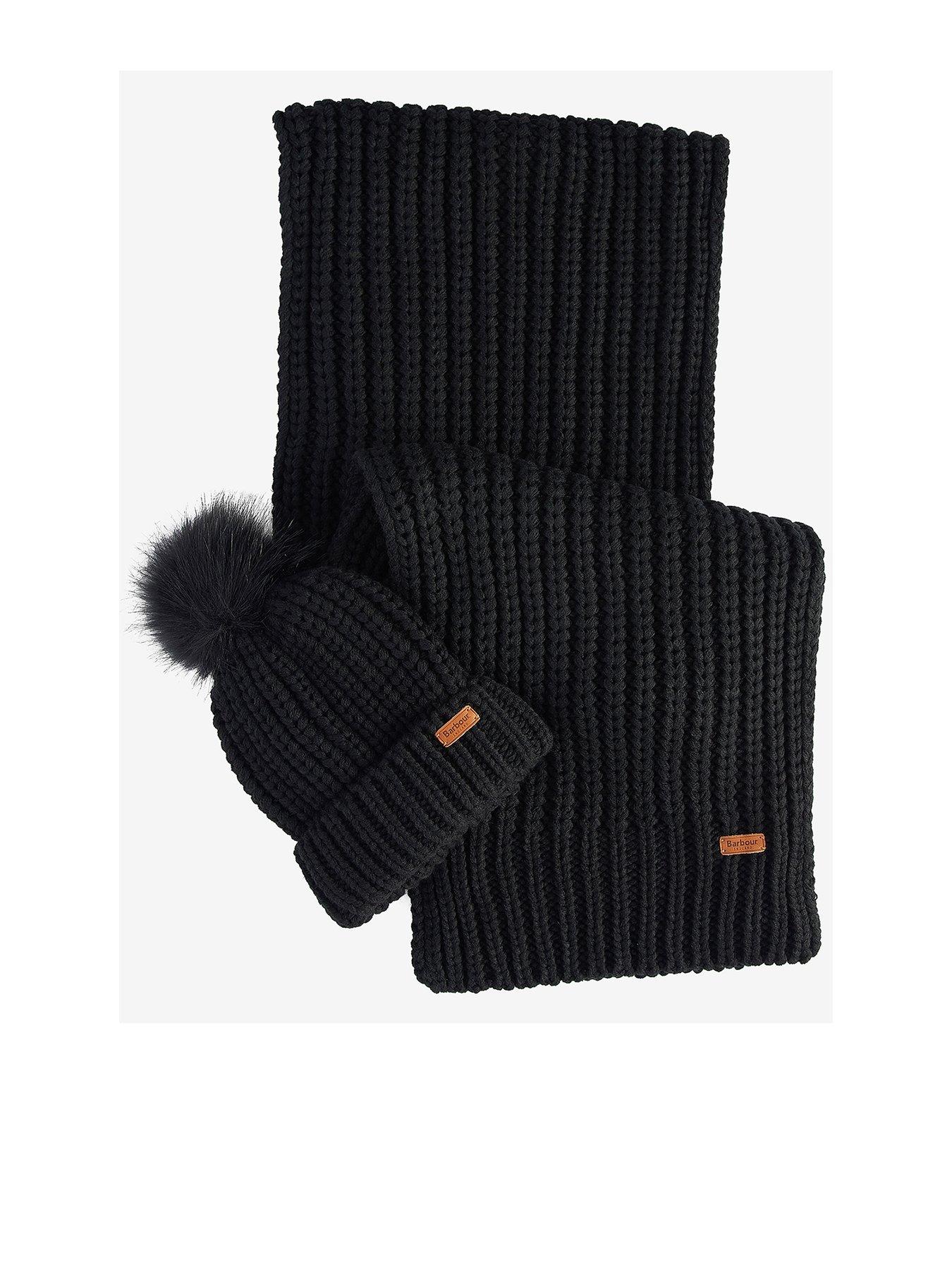 Barbour Saltburn Beanie  &  Scarf Gift Set - Black