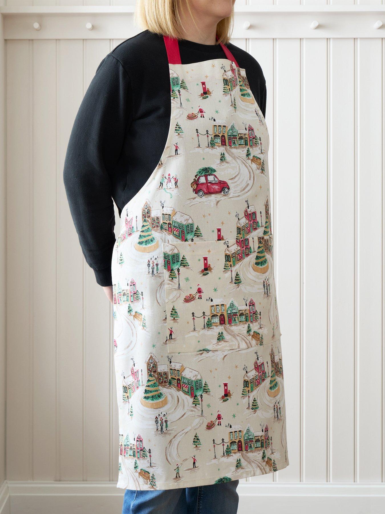 Catherine Lansfield Christmas Town Cotton Kitchen Adult Apron - Natural - 70x80cm - Image 4