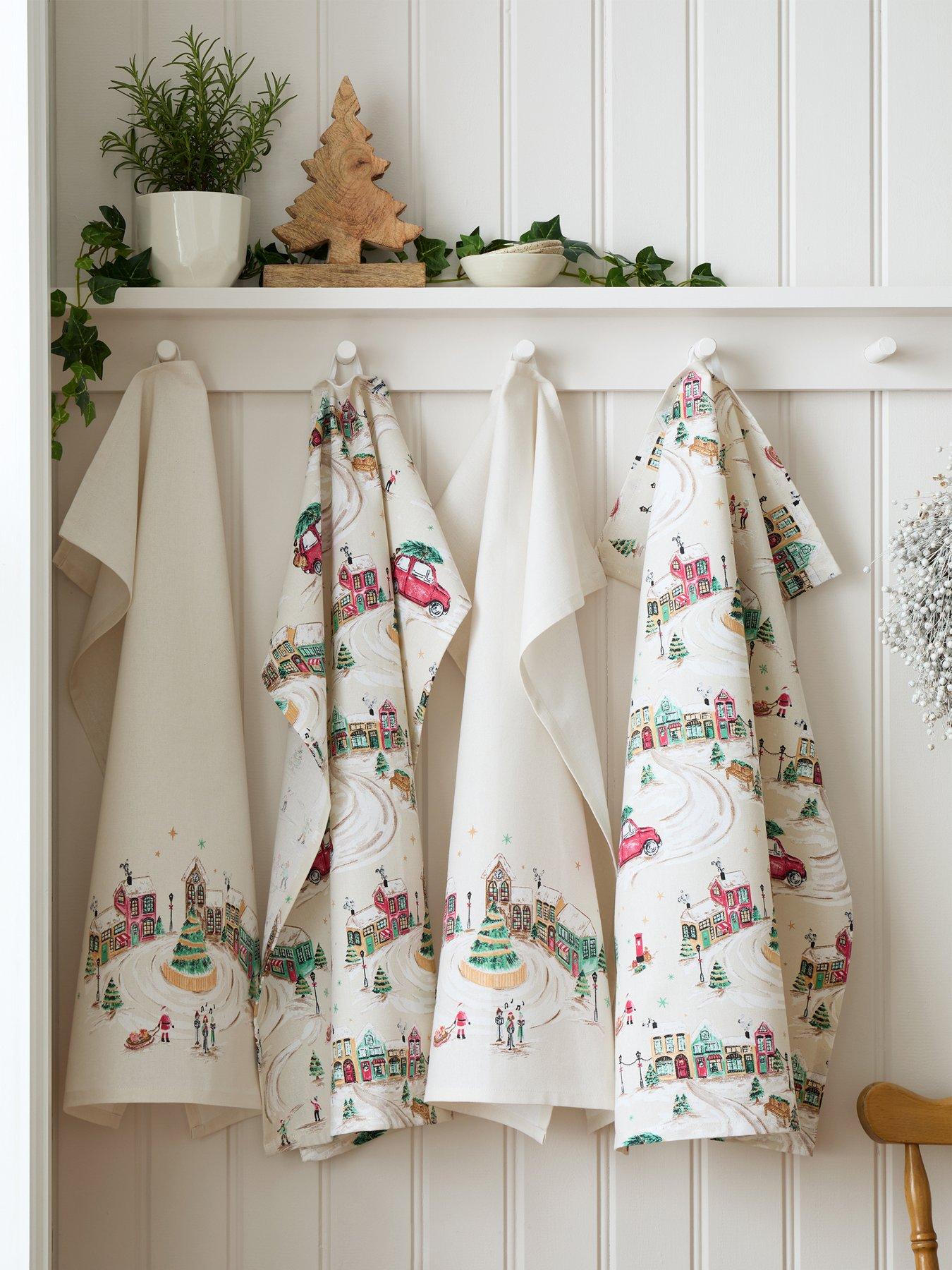 Catherine Lansfield Christmas Town Tea Towels 4 Pk