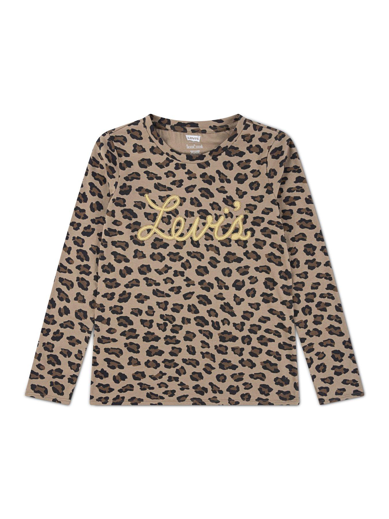 Levi's Girls Long Sleeve All Over Print Top - Brown