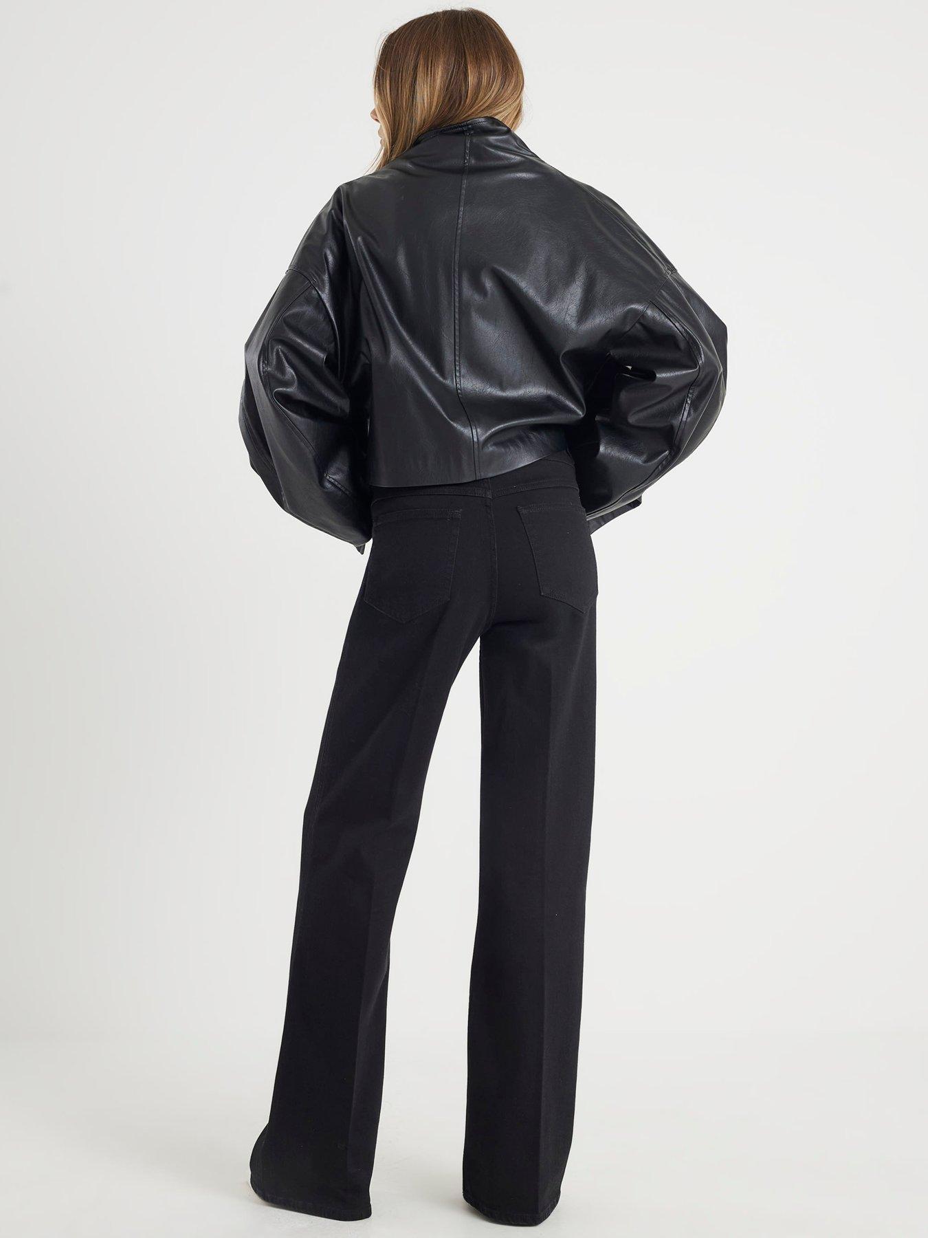 Image 2 of 4 of River Island Relaxed Flare Robinson Jeans&nbsp;- Black