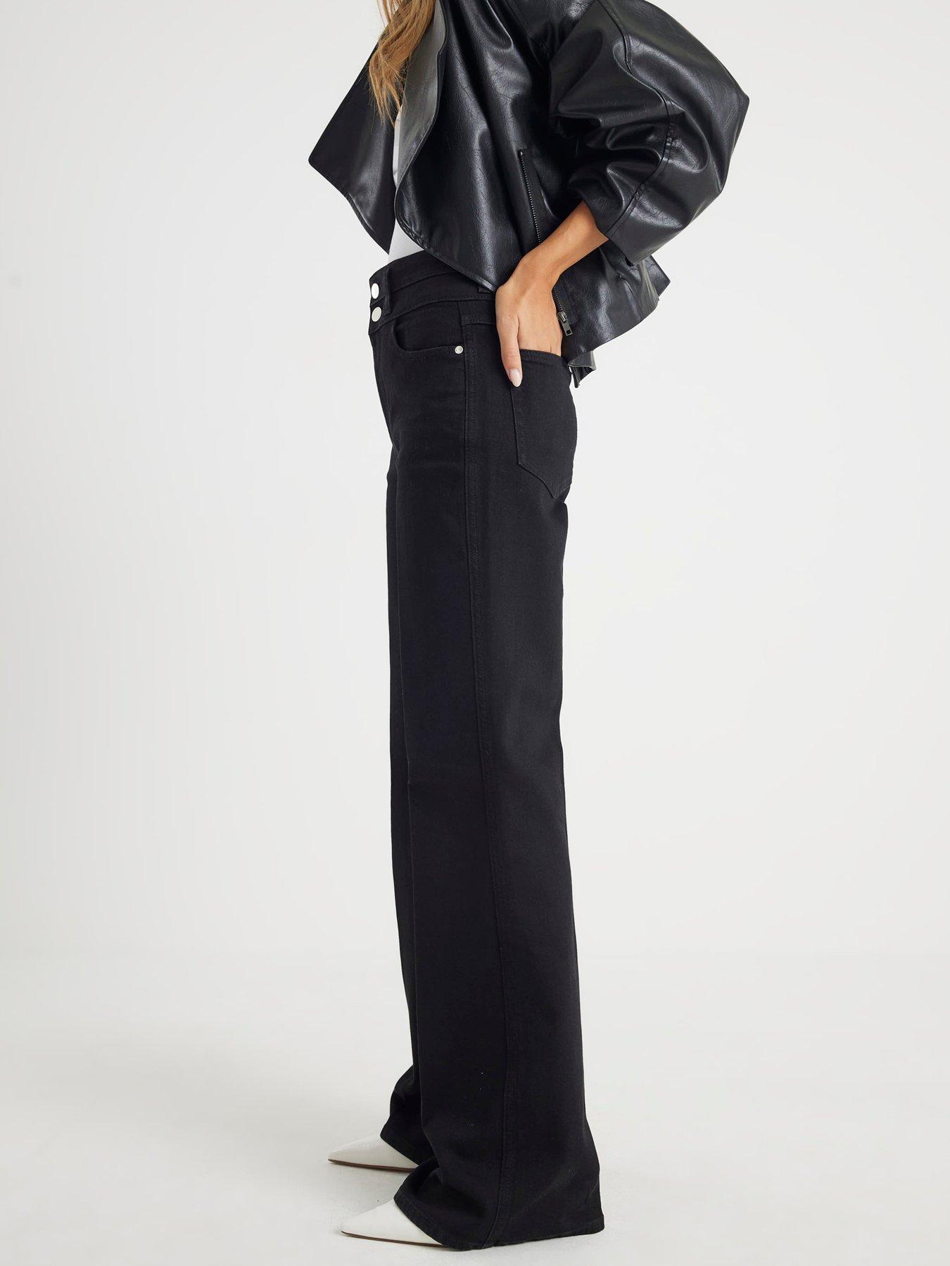 Image 4 of 4 of River Island Relaxed Flare Robinson Jeans&nbsp;- Black