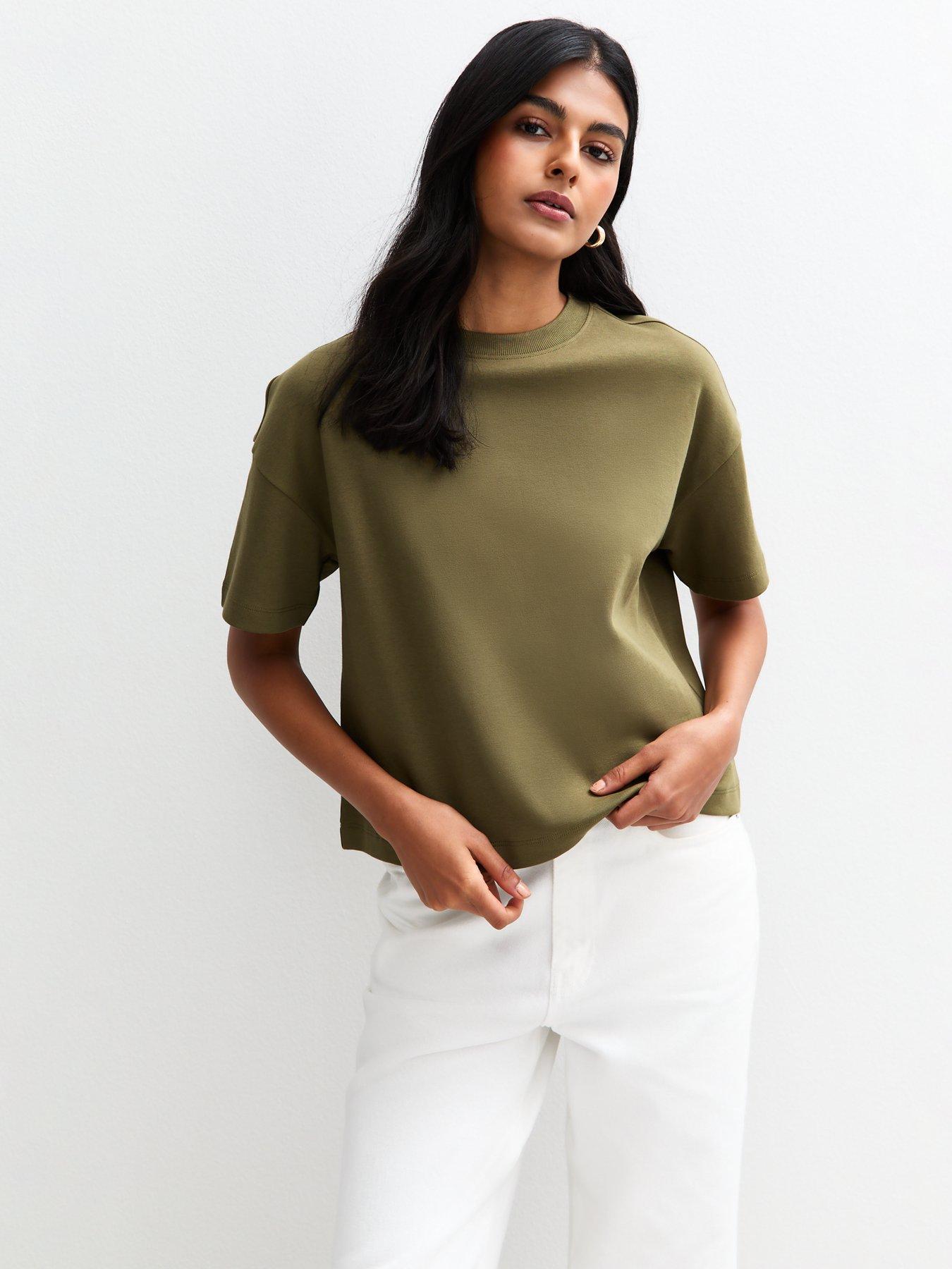 undefined Premium Heavyweight Cotton Boxy Fit T-Shirt - Dark Green