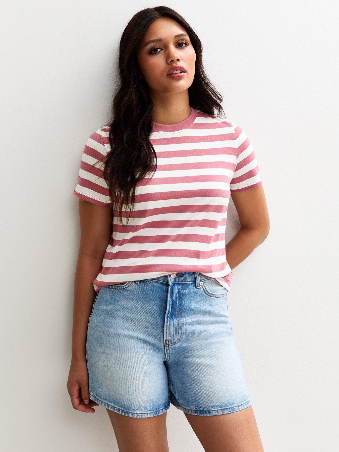 undefined Pink Stripe Print Relaxed T-shirt