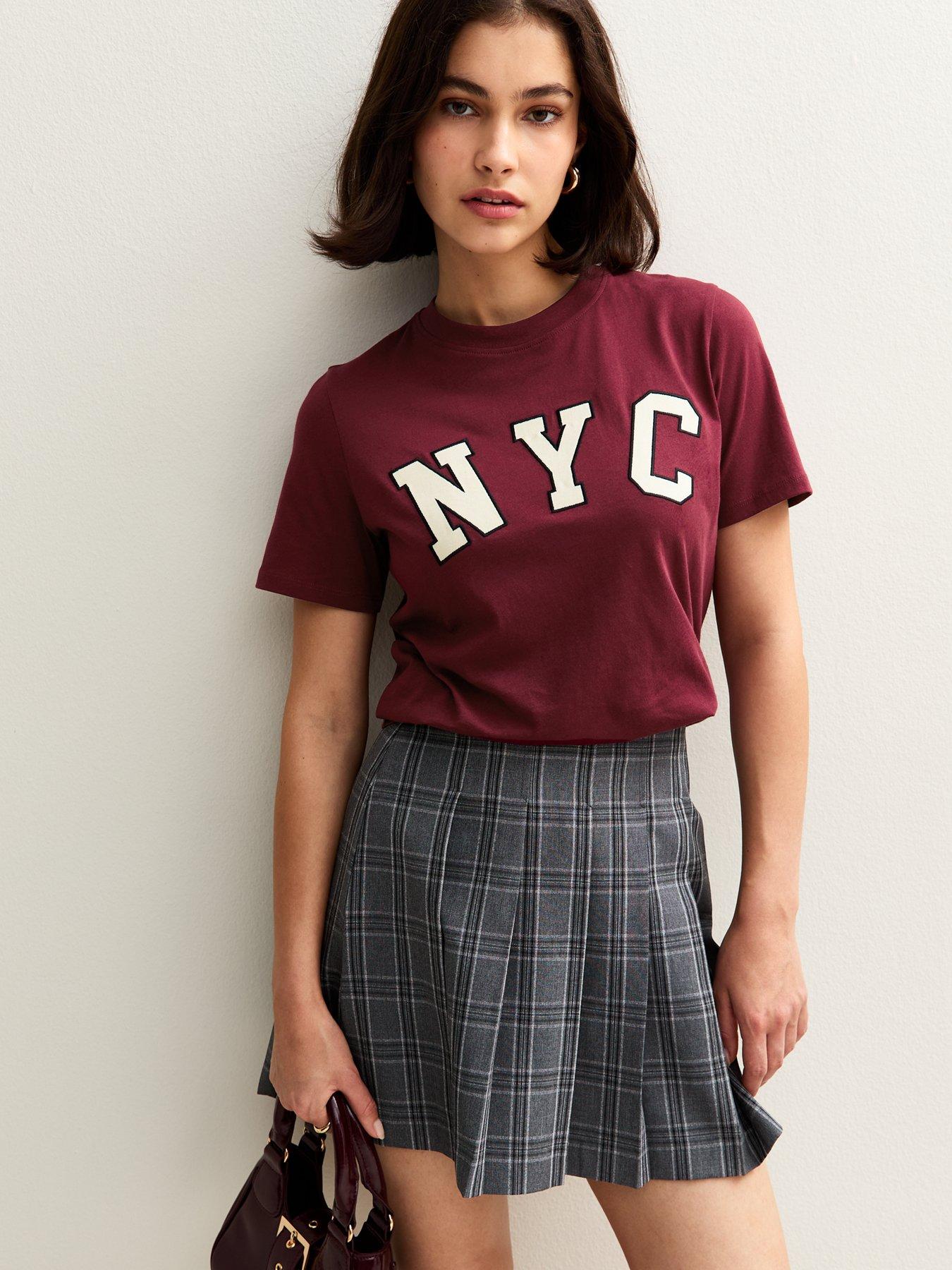 undefined Burgundy Nyc Print Relaxed T-Shirt - Red