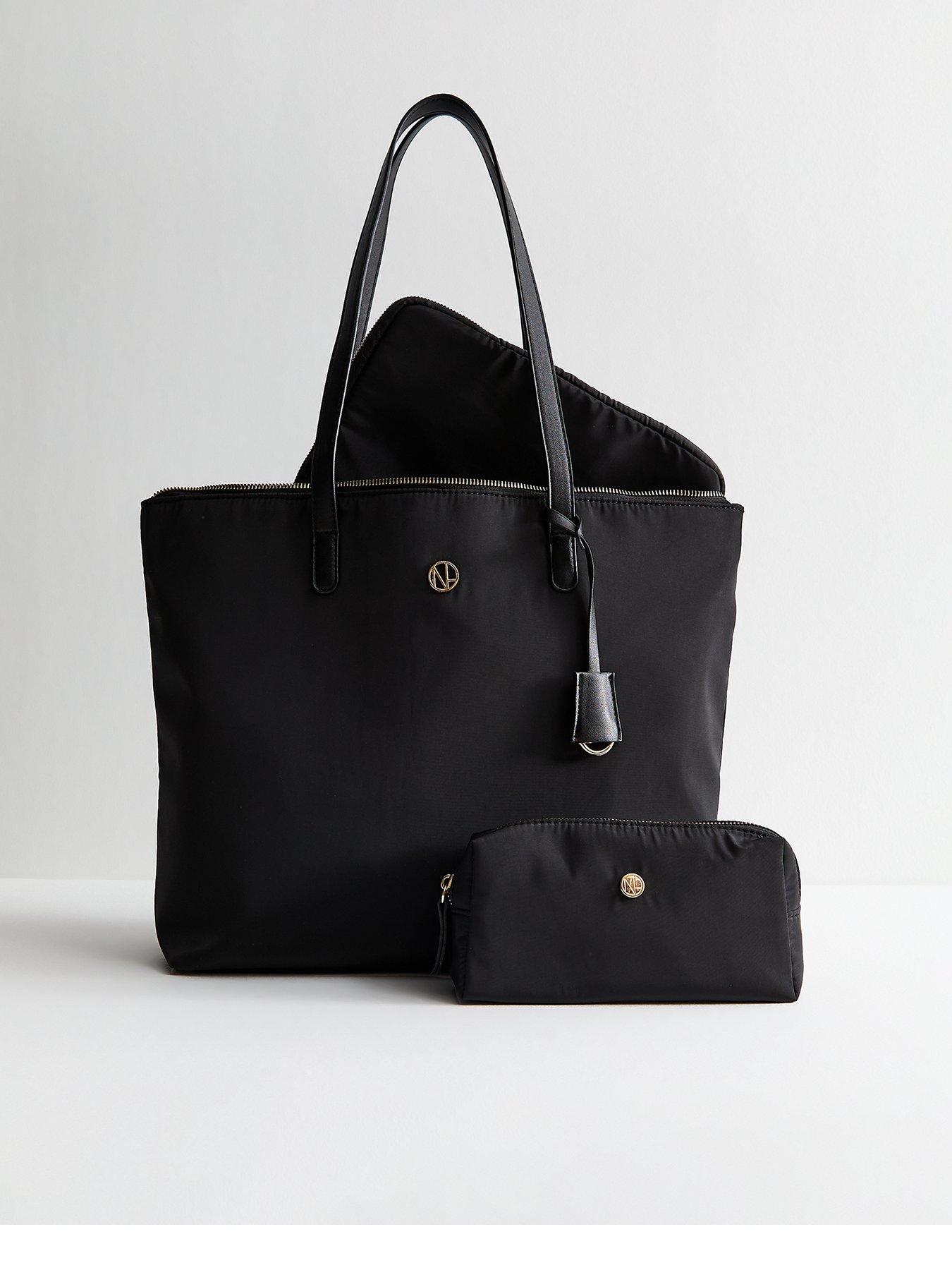 undefined Black Fabric Tote Bag And Accessories Trio