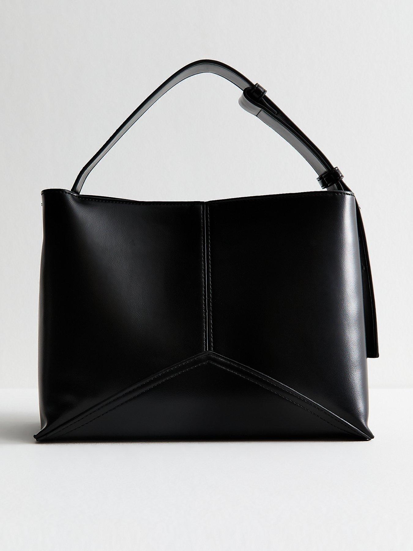 undefined Faux Leather Panelled Bucket Bag - Black