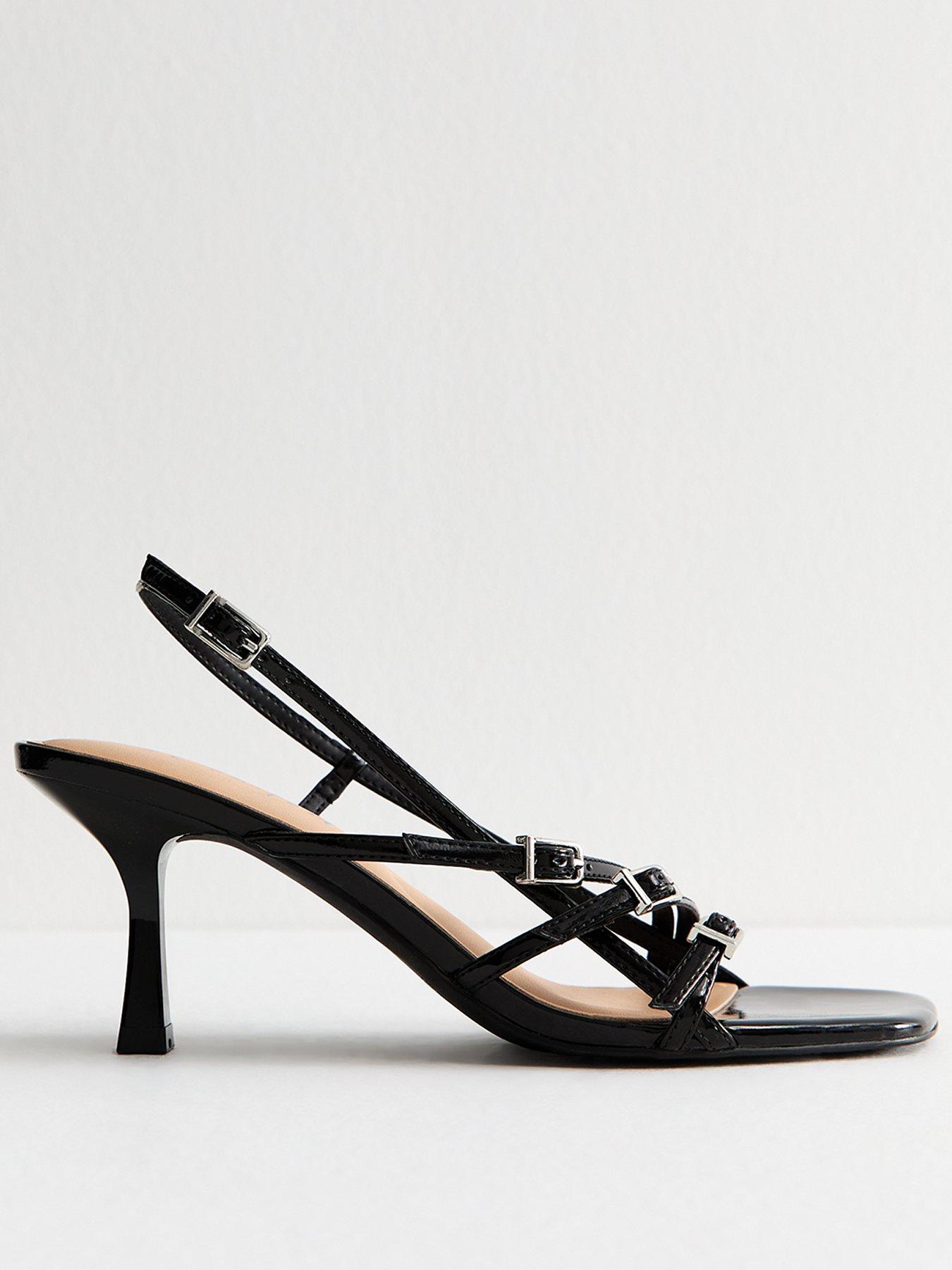 undefined Asymmetric Strap Stiletto Heel Sandals - Black