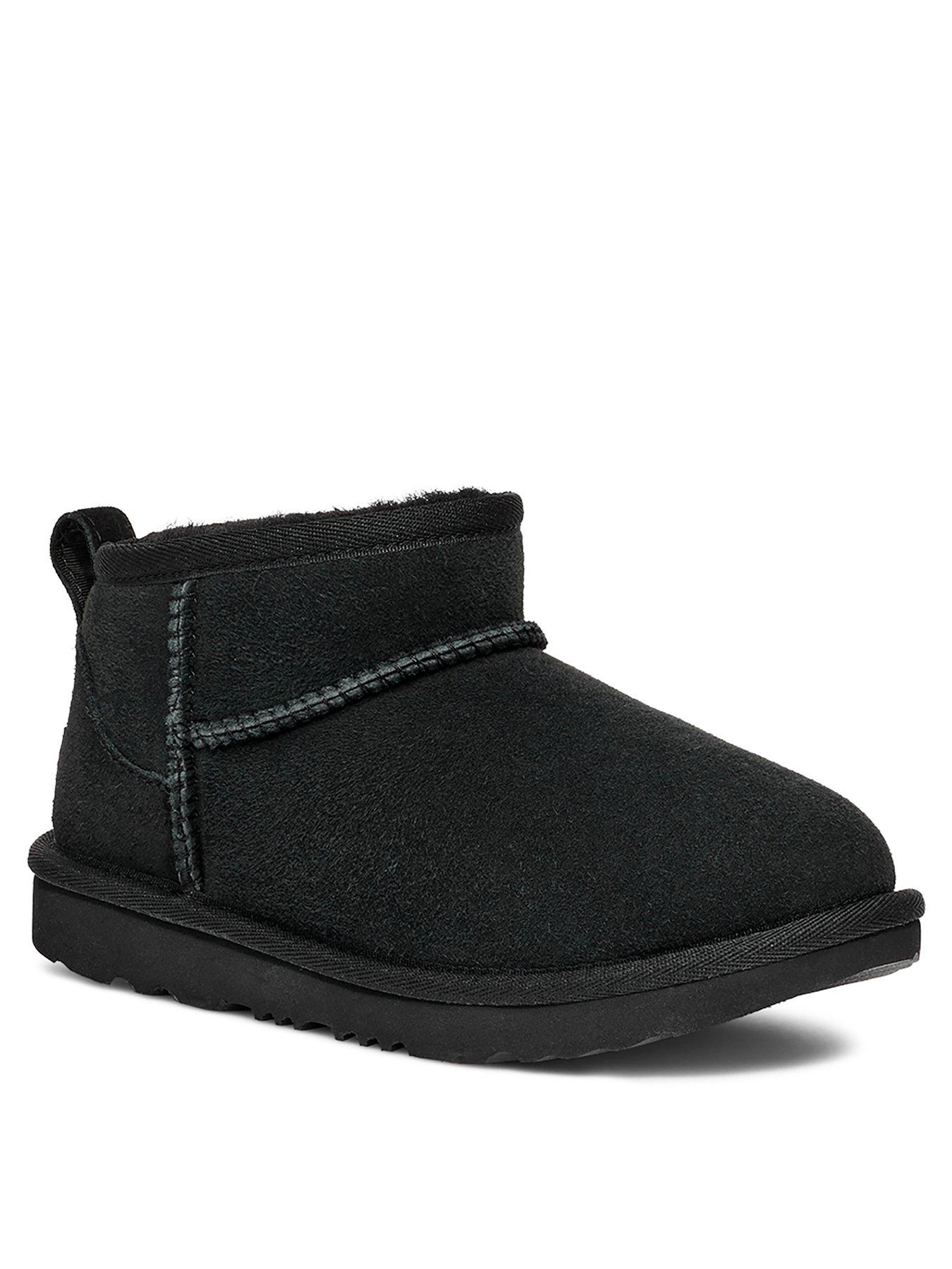 Image 2 of 4 of UGG Girls Classic Ultra Mini Slip-On Sheepskin Boots - Black