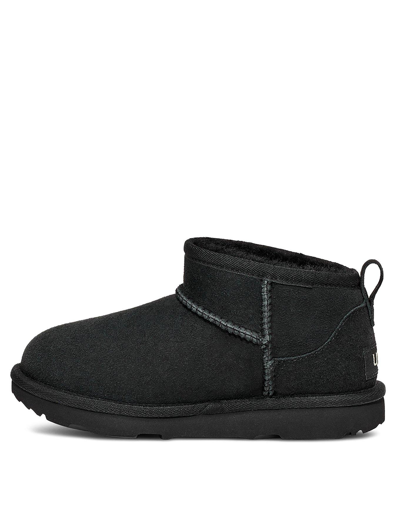 Image 3 of 4 of UGG Girls Classic Ultra Mini Slip-On Sheepskin Boots - Black