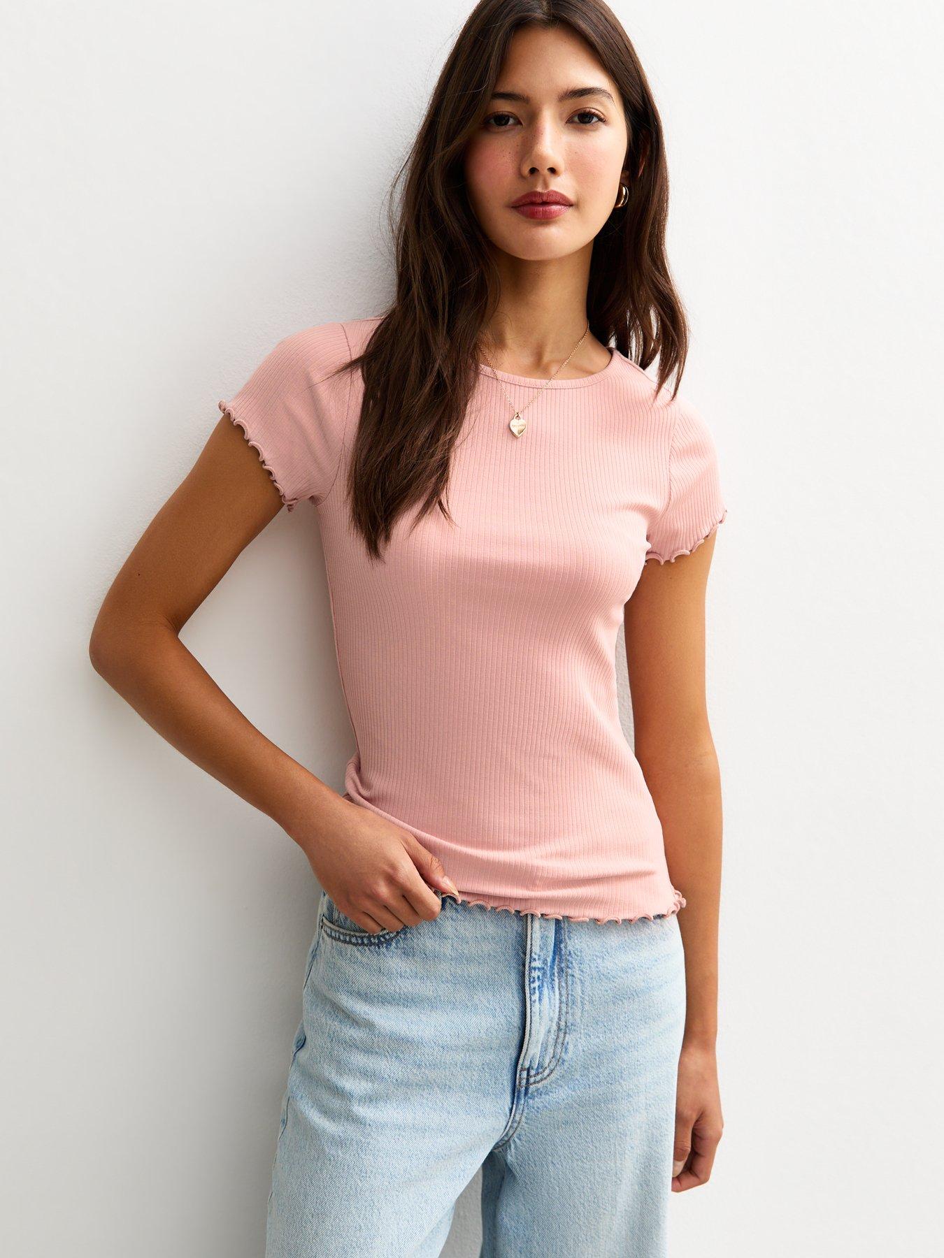 undefined Light Pink Short Sleeve Baby Lock T-shirt