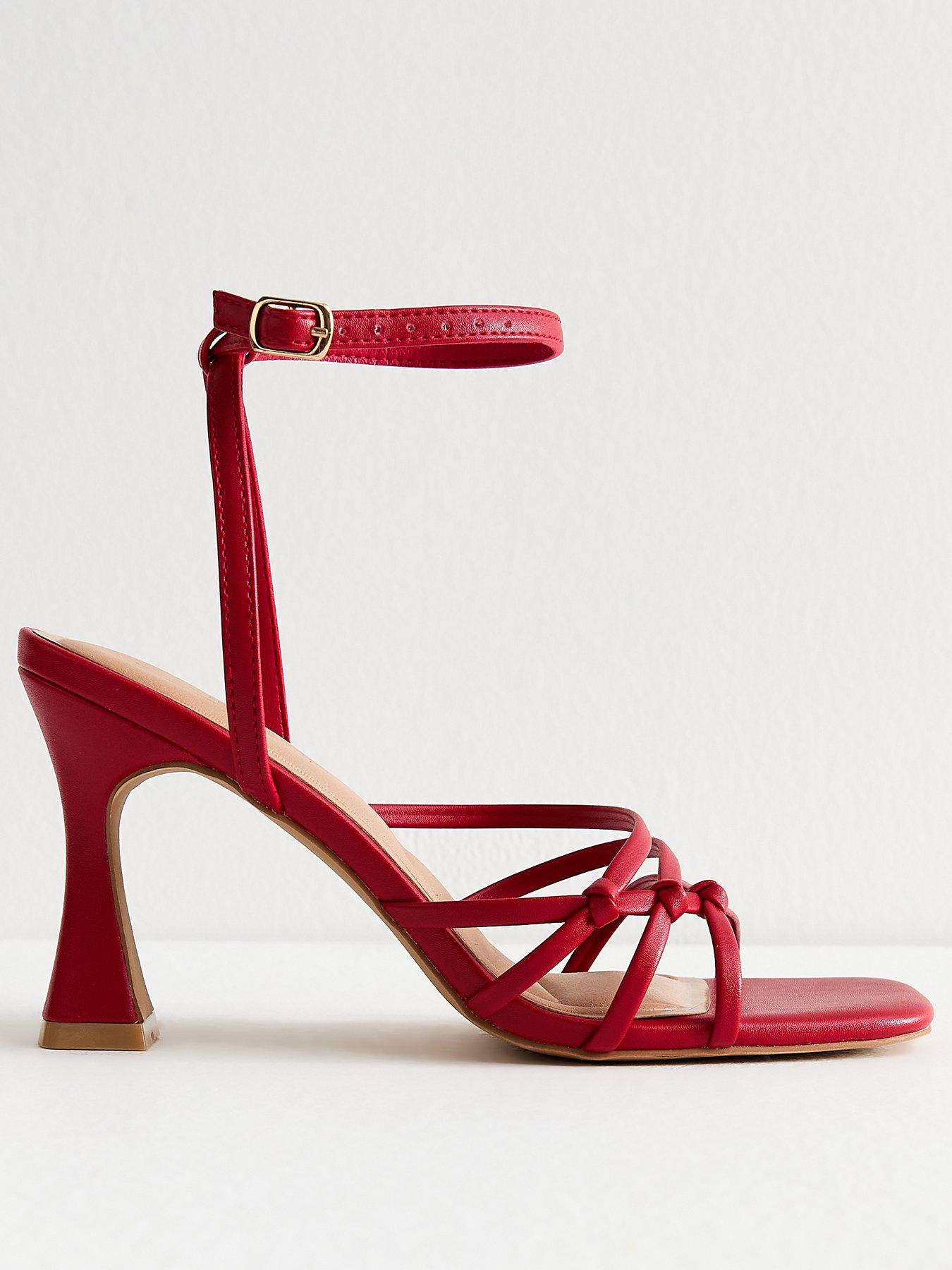 New Look Red Knot Strappy Faux Leather Stiletto Heel Sandals