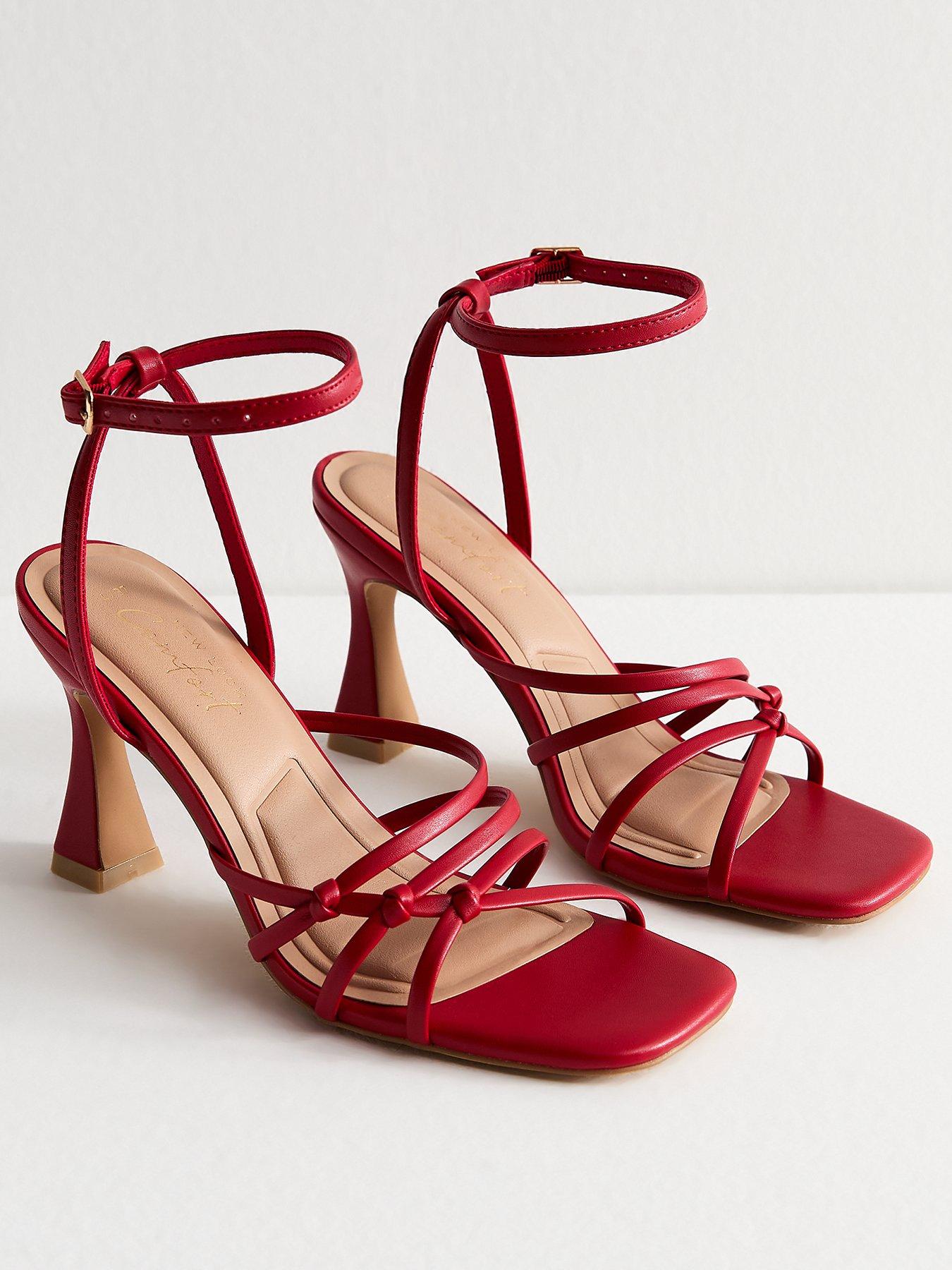 New Look Red Knot Strappy Faux Leather Stiletto Heel Sandals Very