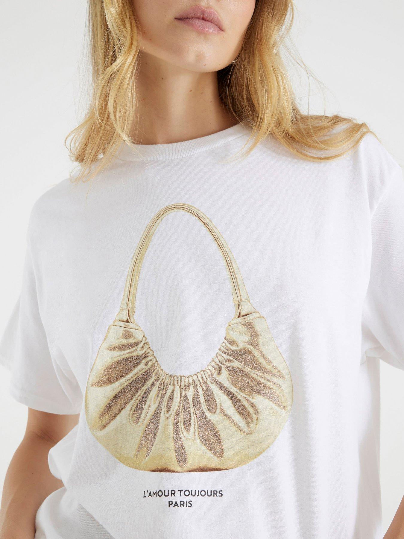 undefined Glitter L'Amour Bag T-Shirt - White