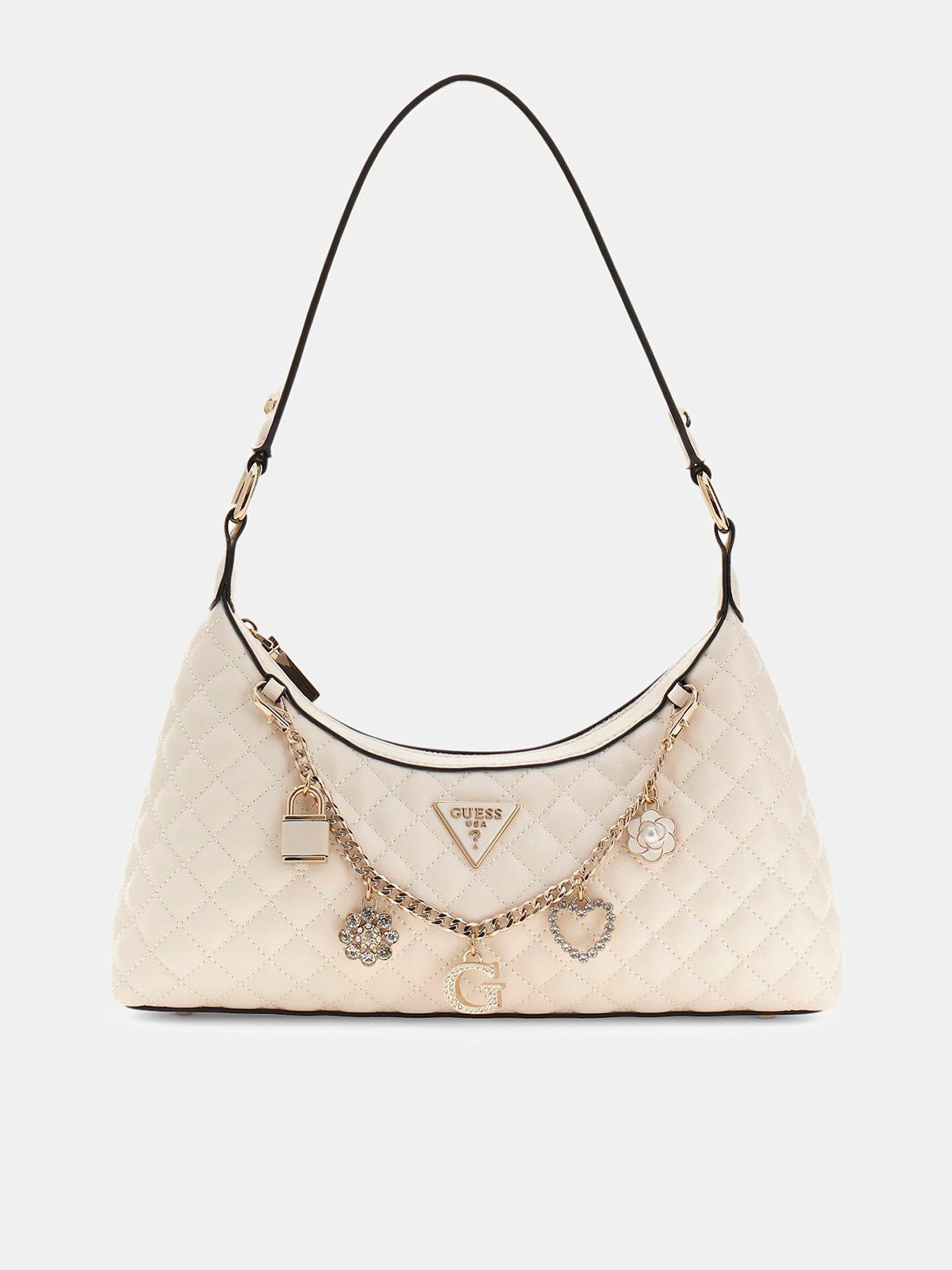 Guess Everlee Top Zip Shoulder Bag - Cream