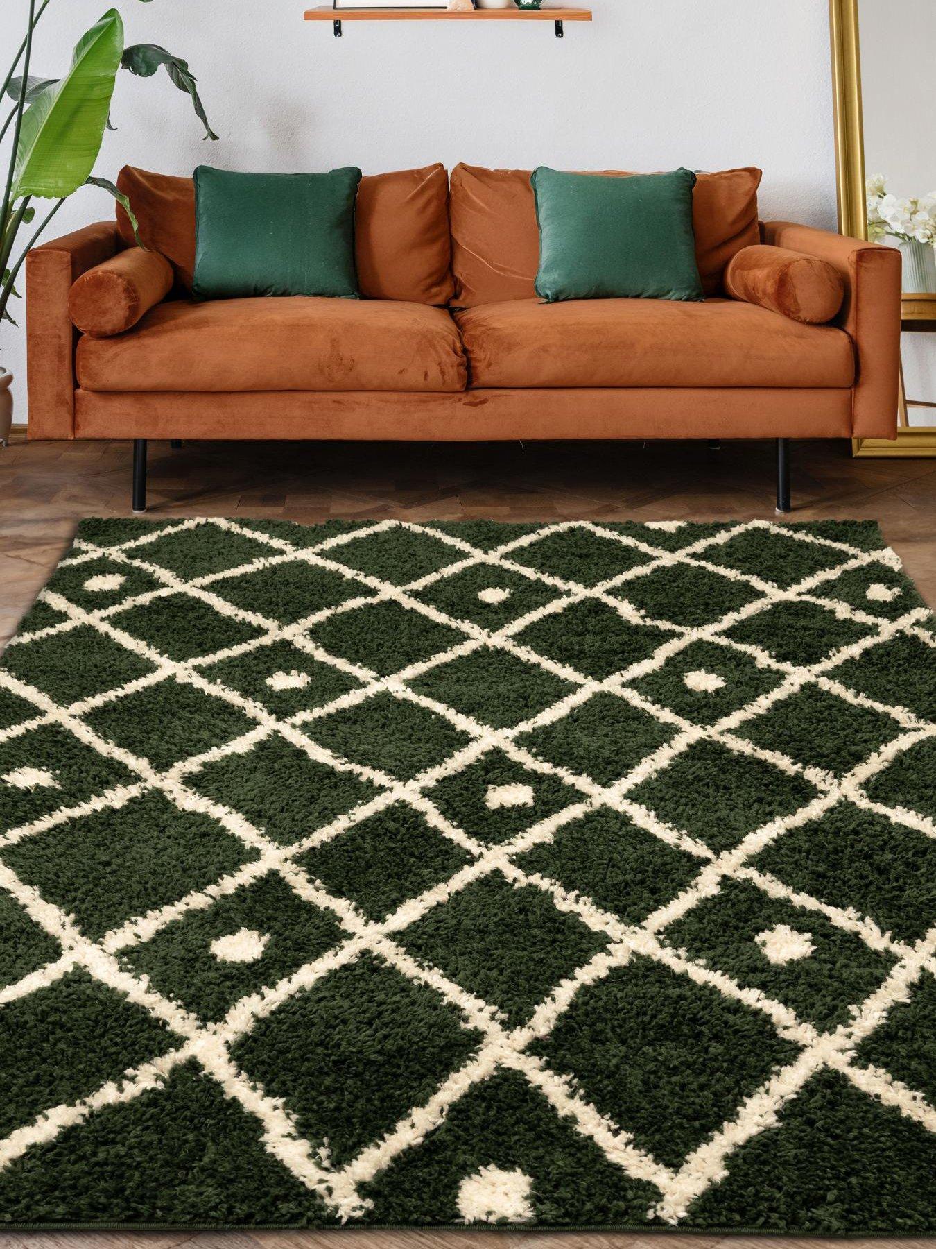 Very Home Snug Diamonds Rug - Green
