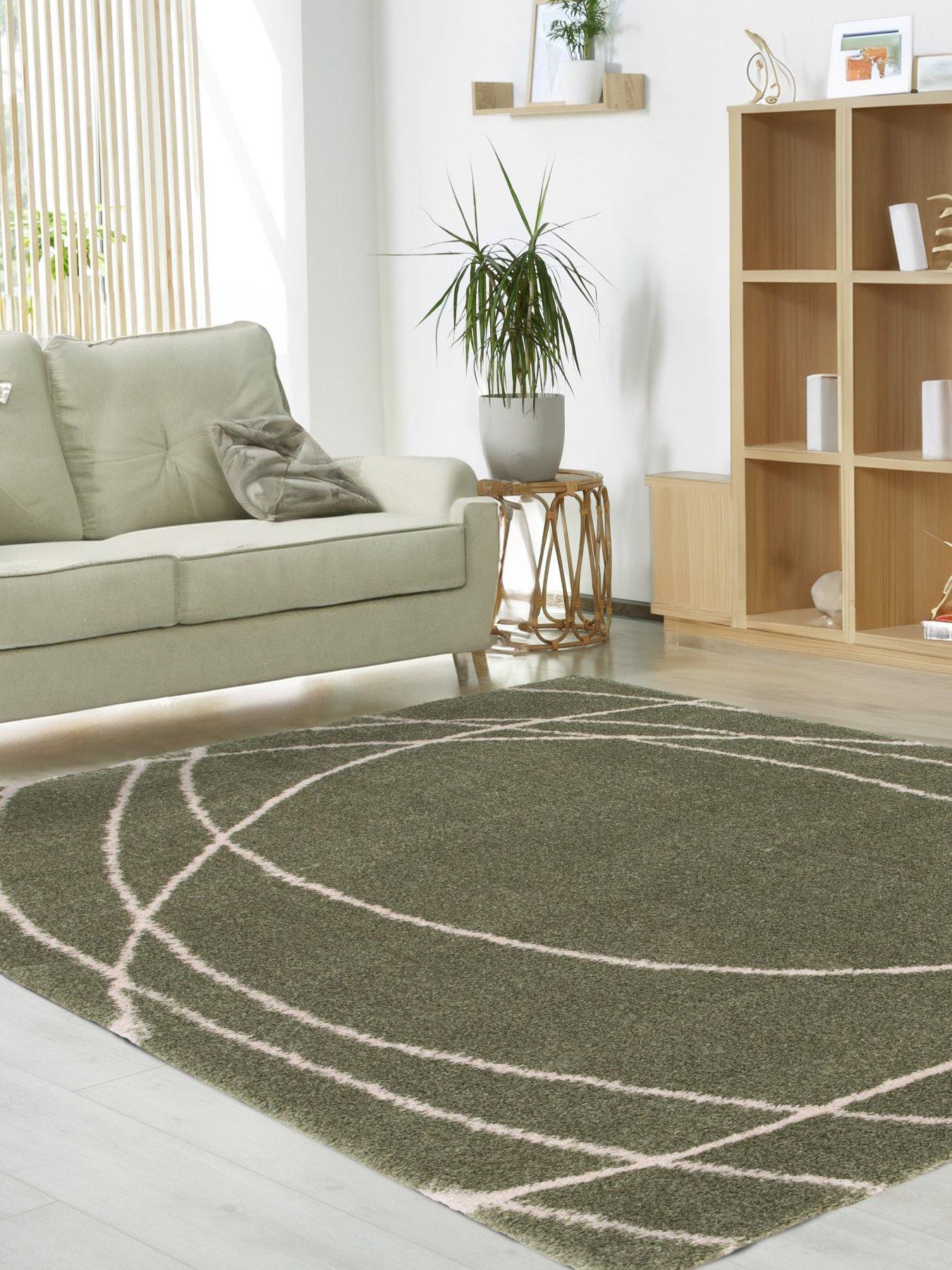 Very Home Polyester Squiggle Rug - Sage