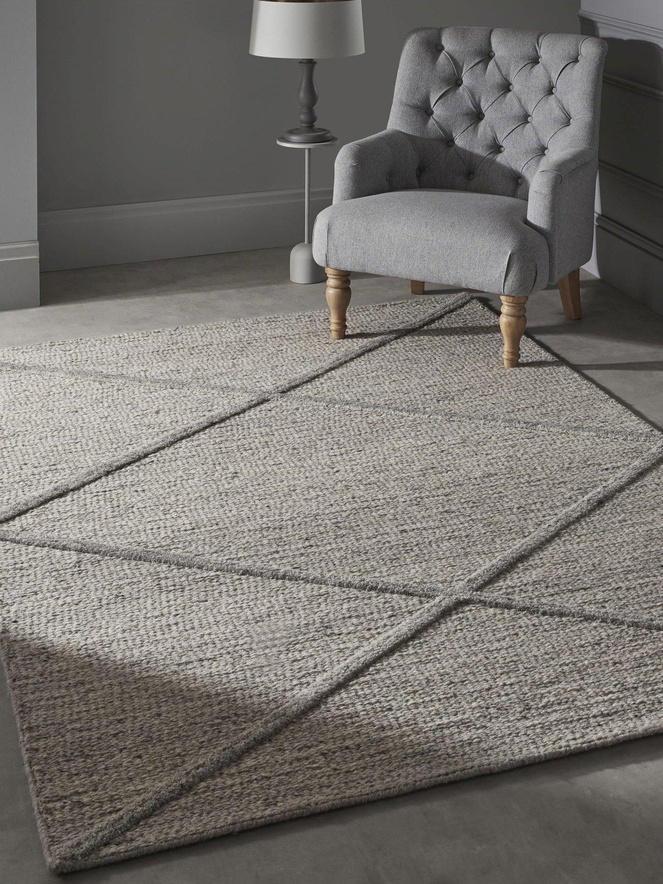 Very Home Stellar Diamond Wool Rug - Grey