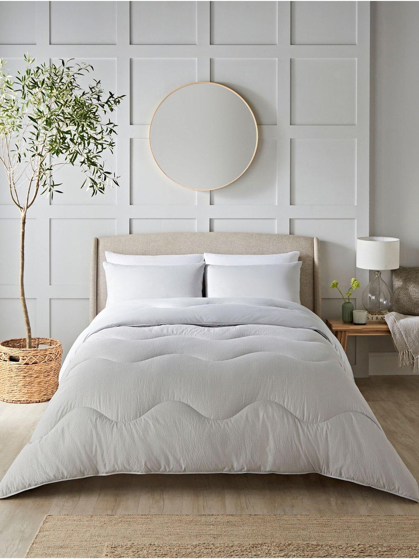 Night Lark Seersucker Bound 4.5 Tog Coverless Duvet Set - Grey