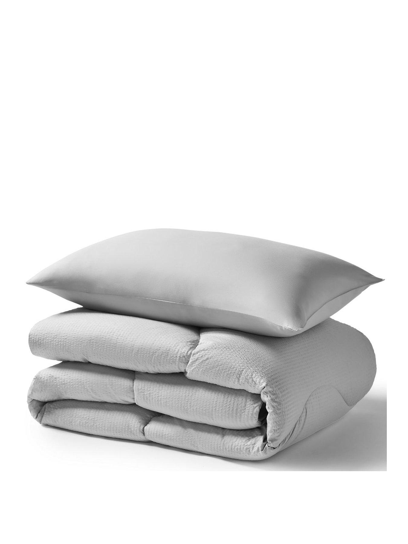 Image 2 of 5 of Night Lark Seersucker Bound 4.5 Tog Coverless Duvet Set includes Pillowcases - Grey
