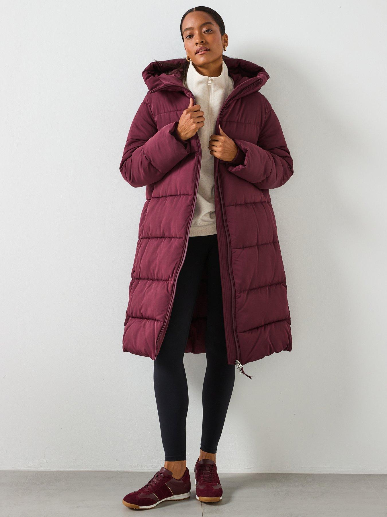 Mango Long Hooded Padded Anorak Red Very