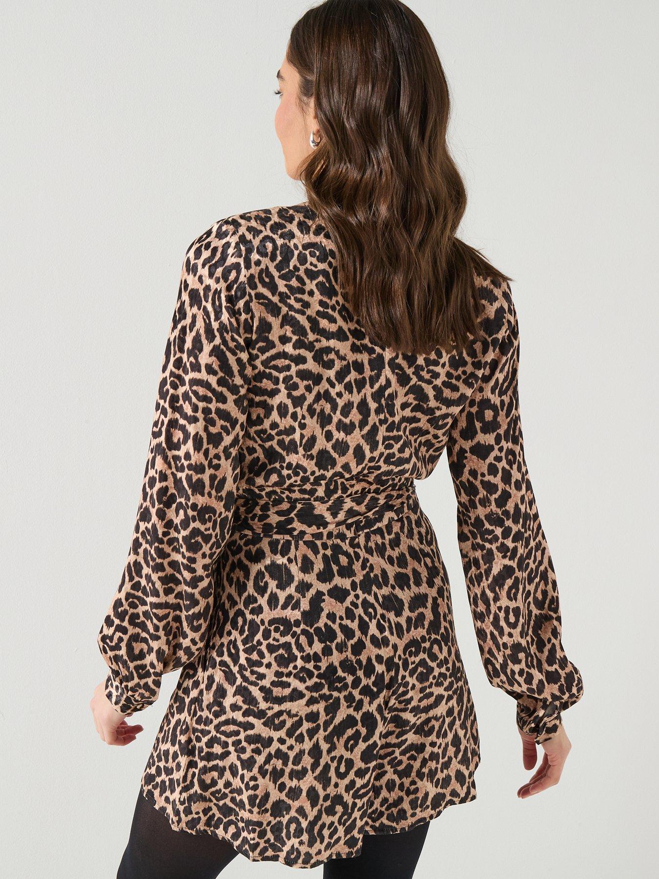Image 2 of 6 of Guess Long Sleeve Malorie Belted Short Romper - Brown