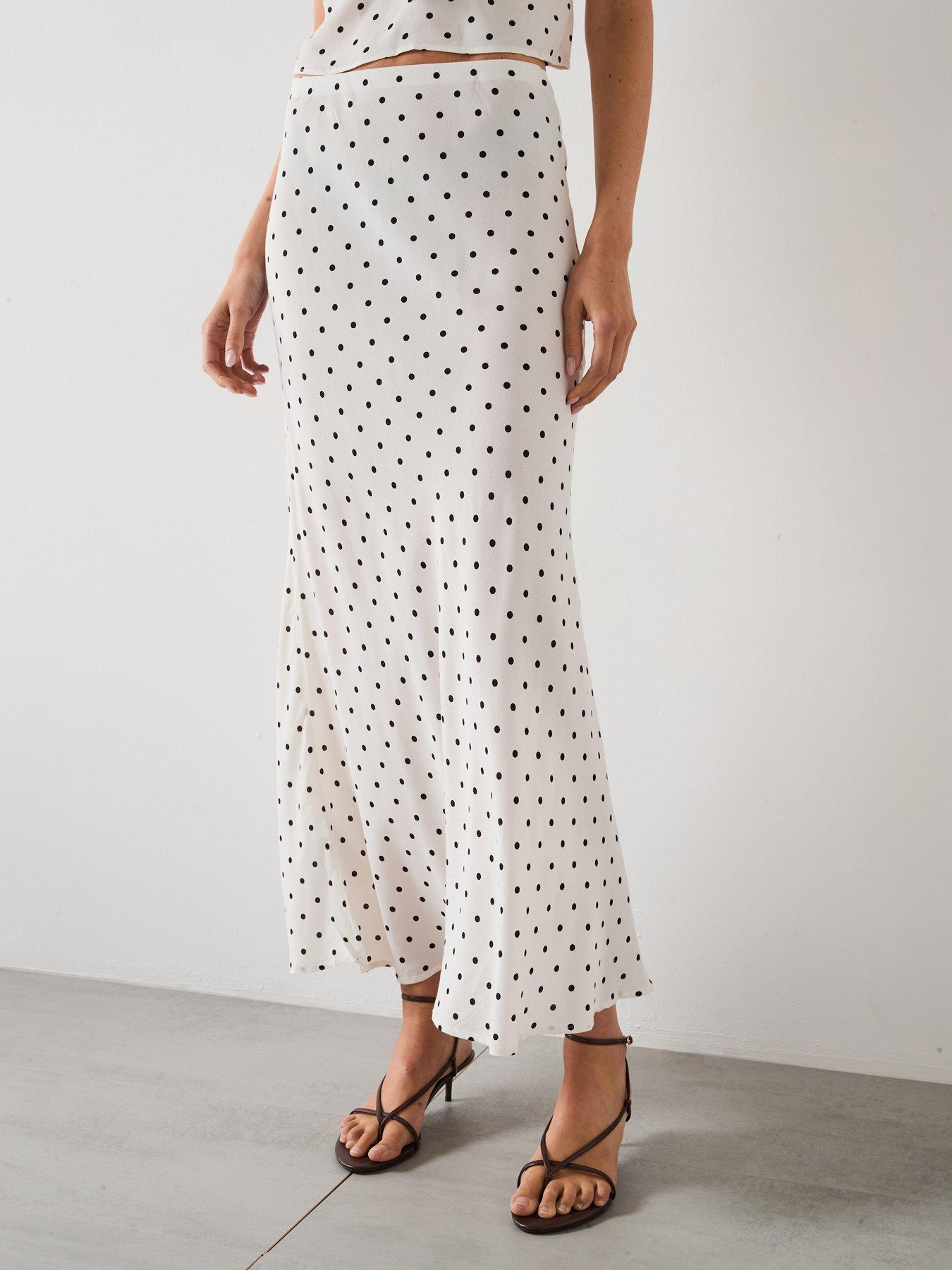 Mango Long Polkadot Skirt - Cream