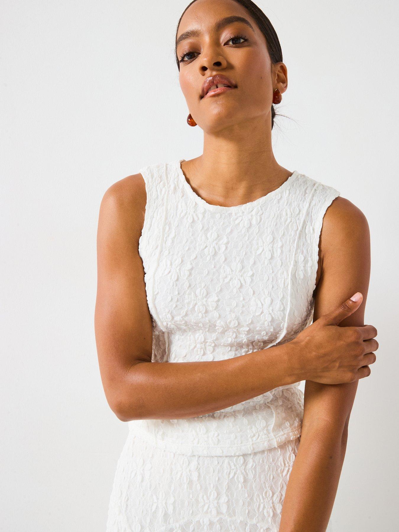 undefined Lace Tank Top - White