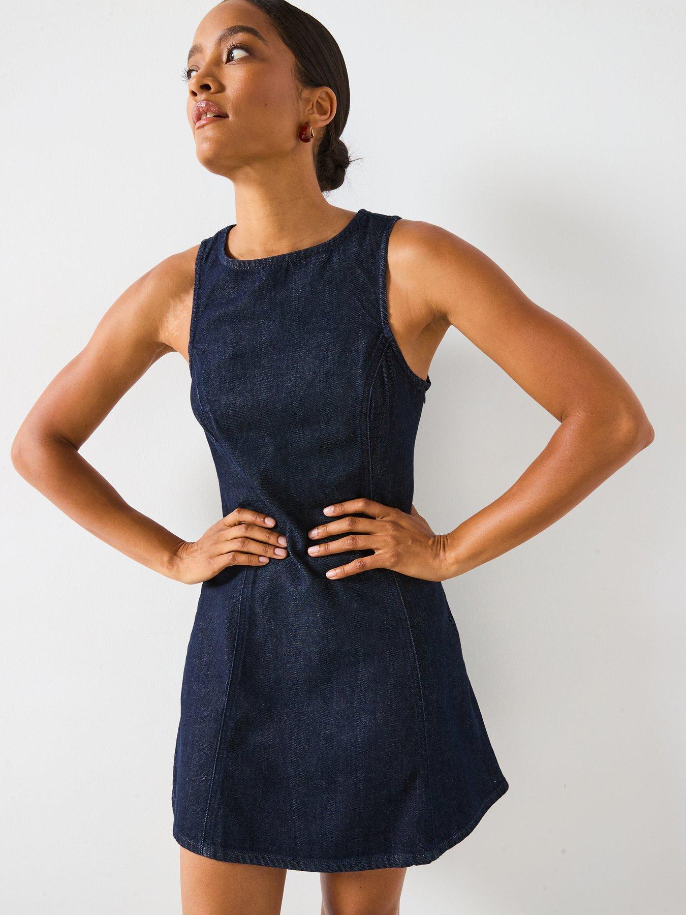undefined Short Denim Dress - Blue
