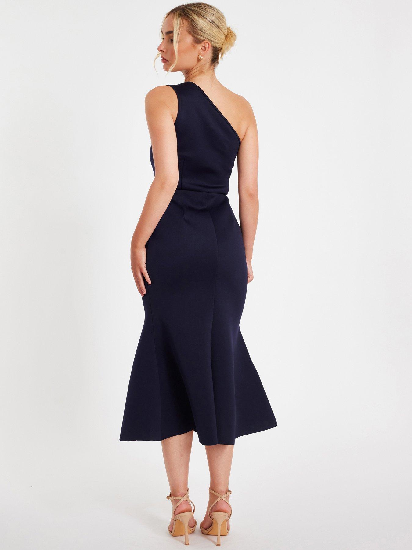 one shoulder peplum dress One Asymmetric Shoulder Peplum Detail Long Dress