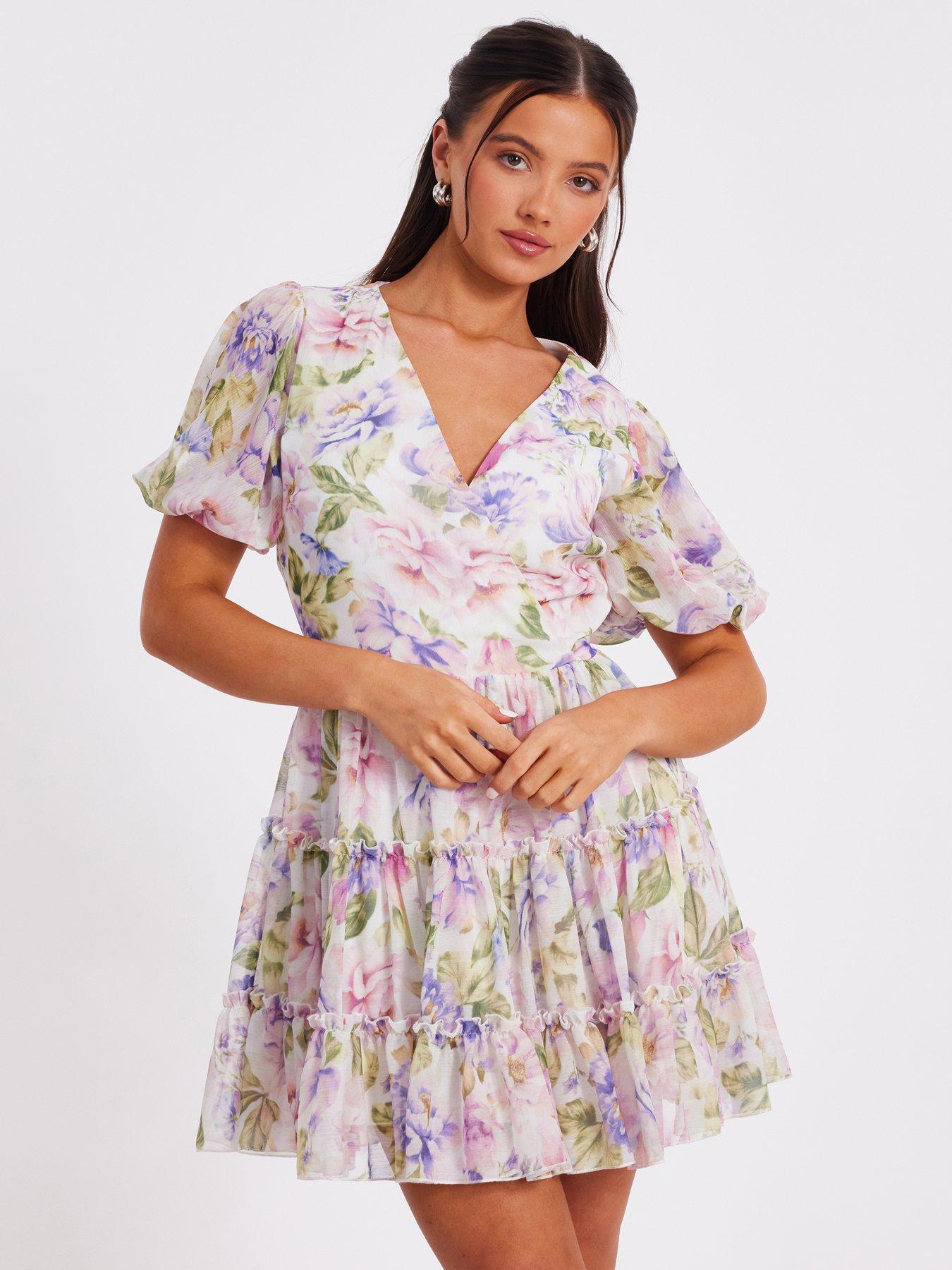 undefined Petite Floral Chiffon Frill Skater Dress