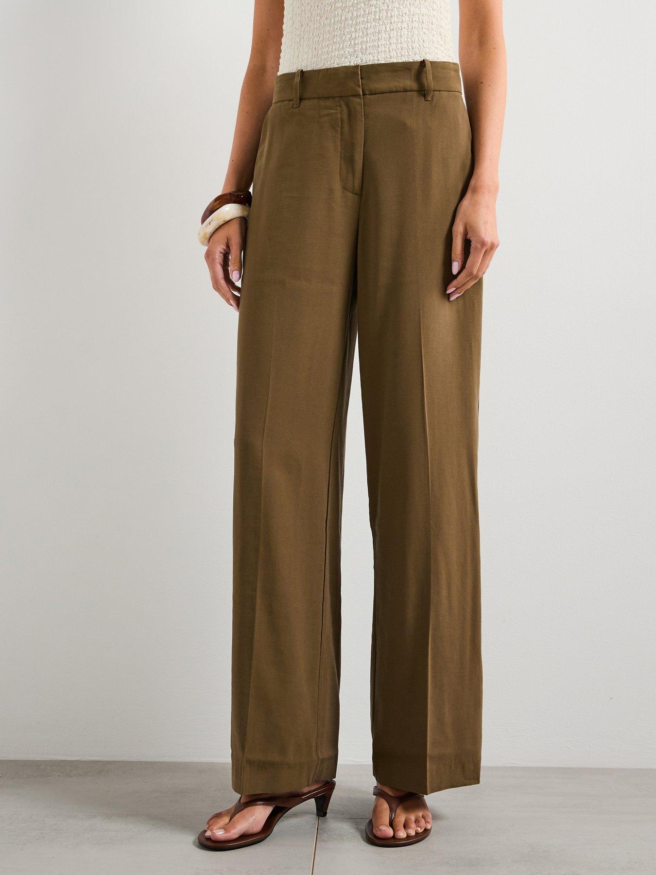 mango-straight-mid-rise-trousers-green